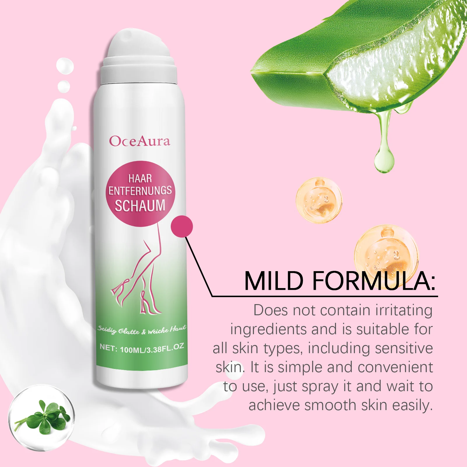 Hair Removal Spray Gentle Formula for Smooth Skin Underarms Legs Arms 100ml 7 oceaura hair removal spray 100ml gentle cih jm8pm8jn desc 7