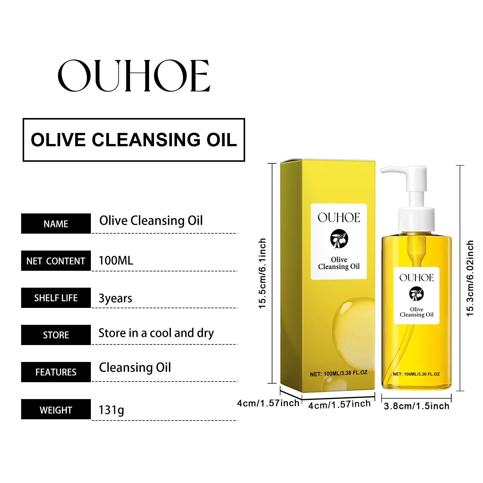 Olive Cleansing Oil 100ml Gentle Moisturizing Makeup Remover for Face and Lips 1 olive cleansing oil 100ml gentle makeup remover cih mjvgsb52 desc 1