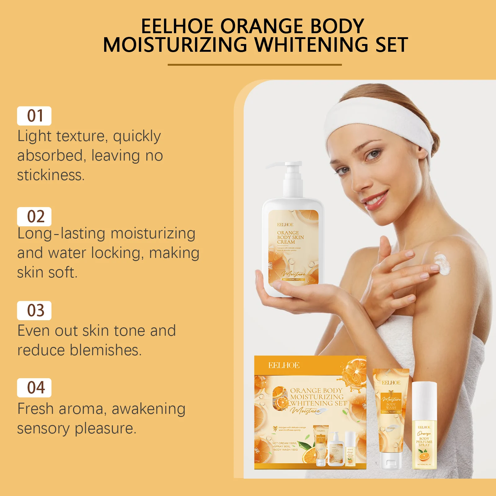 Orange Body Moisturizing & Brightening Fragrance Gift Set Hydrating Skincare Cream Spray Wash 7 orange body moisturizing brightening fragrance gift set cih w9hbwbug desc 7