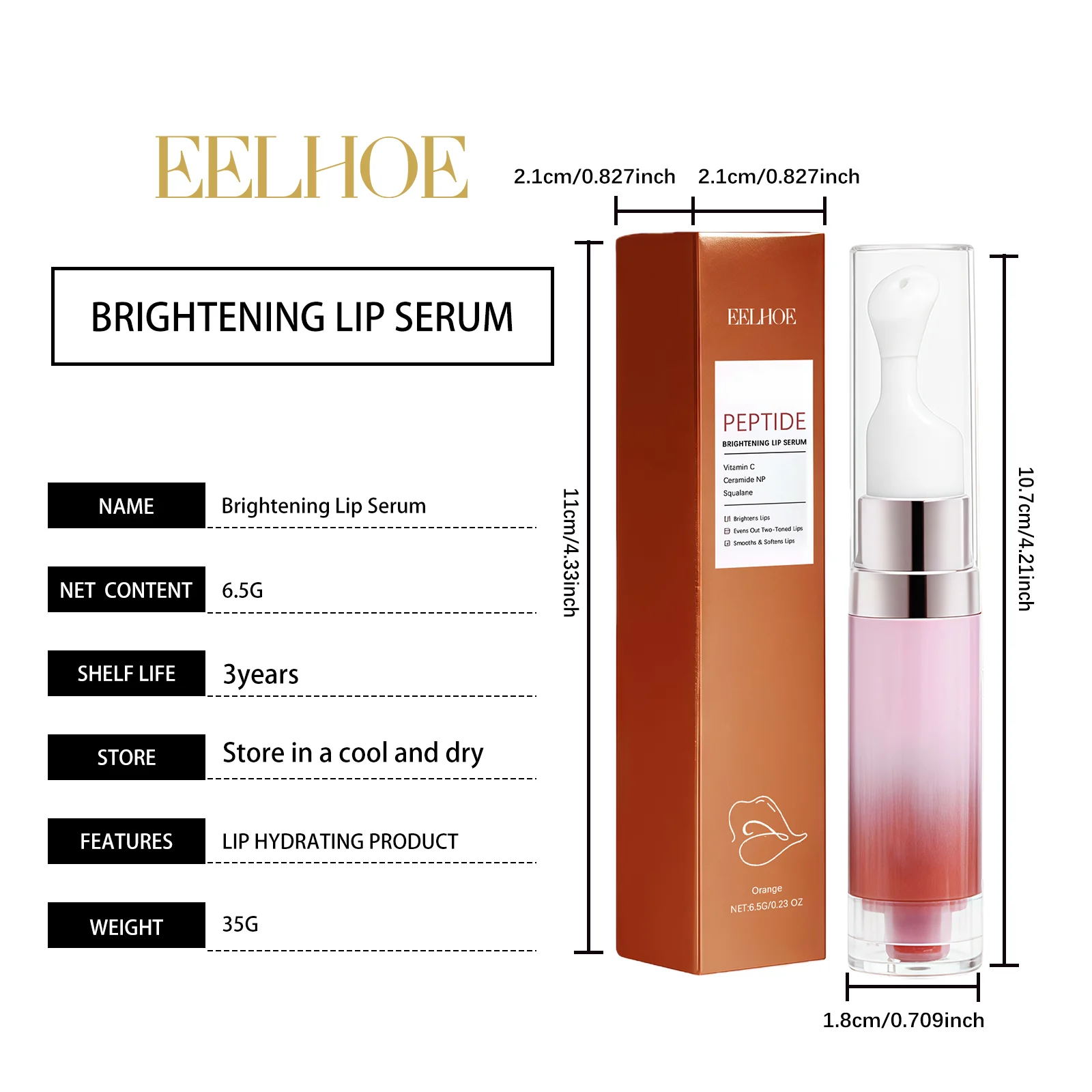 Orange Lip Serum 6.5g Plumping Hydration Brightening Nourishing Lip Treatment 1 orange lip serum 6 5g plumping hydration brightening der fvdv5v6g desc 1