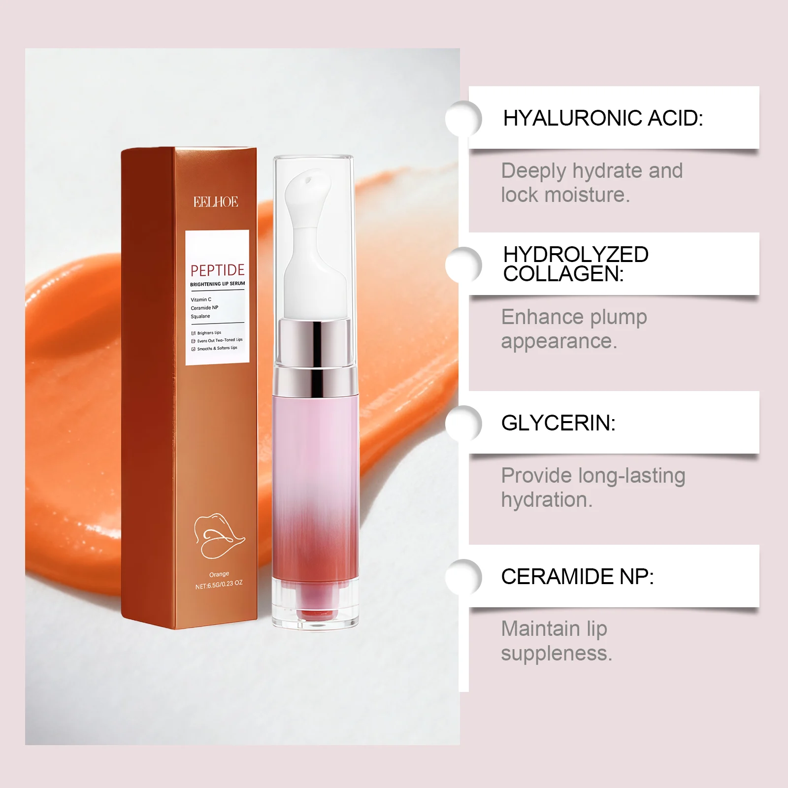 Orange Lip Serum 6.5g Plumping Hydration Brightening Nourishing Lip Treatment 5 orange lip serum 6 5g plumping hydration brightening der fvdv5v6g desc 5