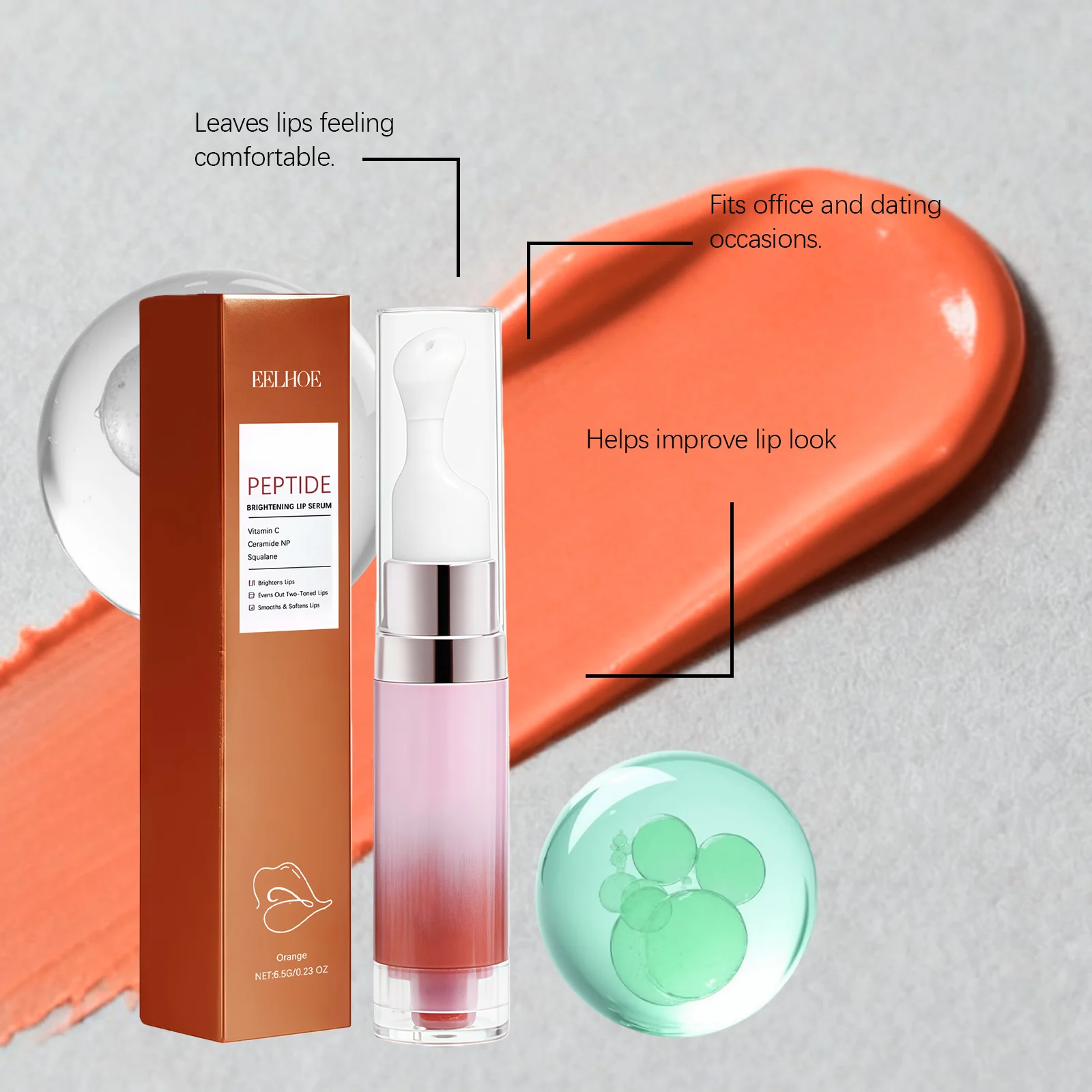 Orange Lip Serum 6.5g Plumping Hydration Brightening Nourishing Lip Treatment 8 orange lip serum 6 5g plumping hydration brightening der fvdv5v6g desc 8