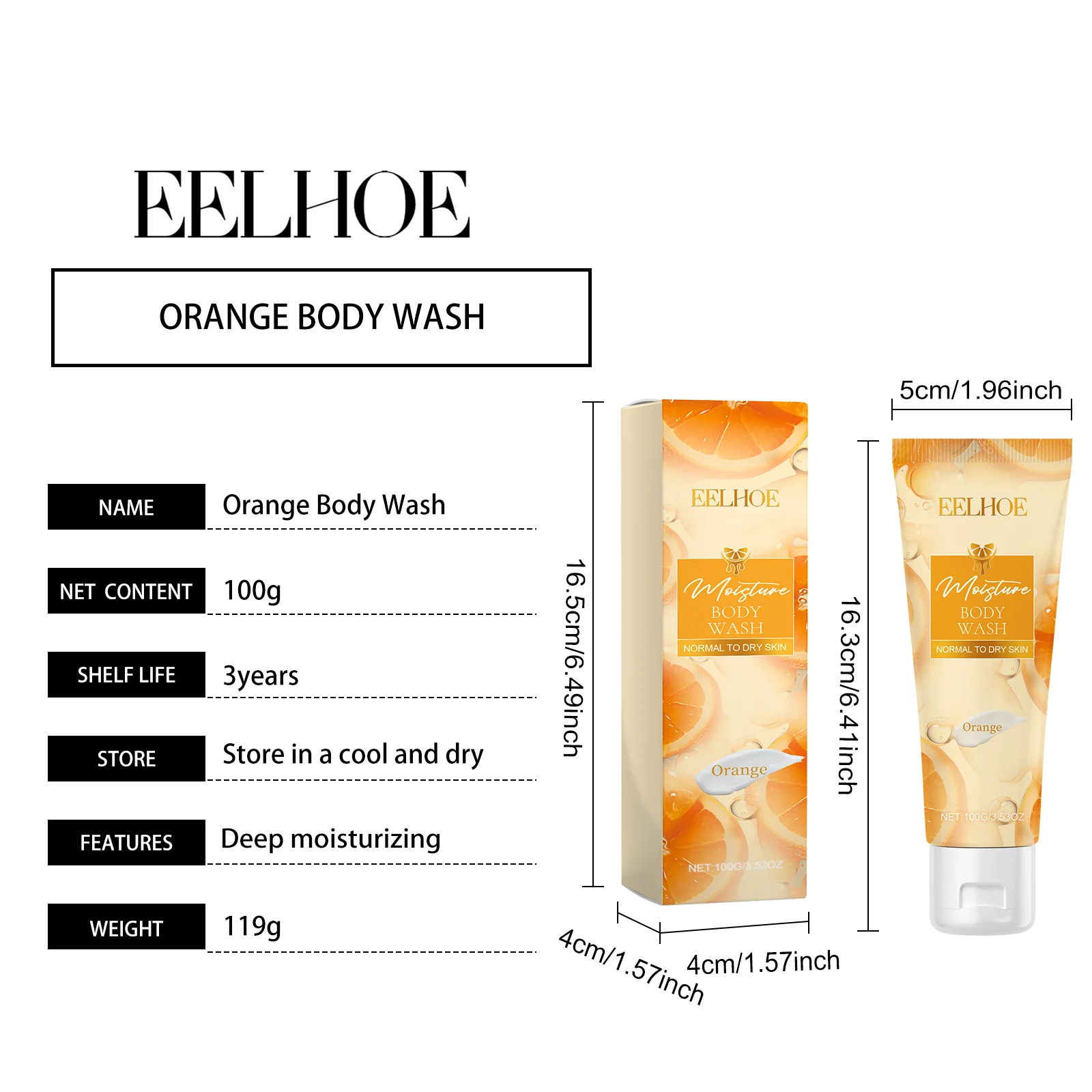 Orange Moisturizing Body Wash 100g with Shea Butter & Niacinamide for Dry Skin 1 orange moisturizing body wash 100g cih fjp4aphk desc 1