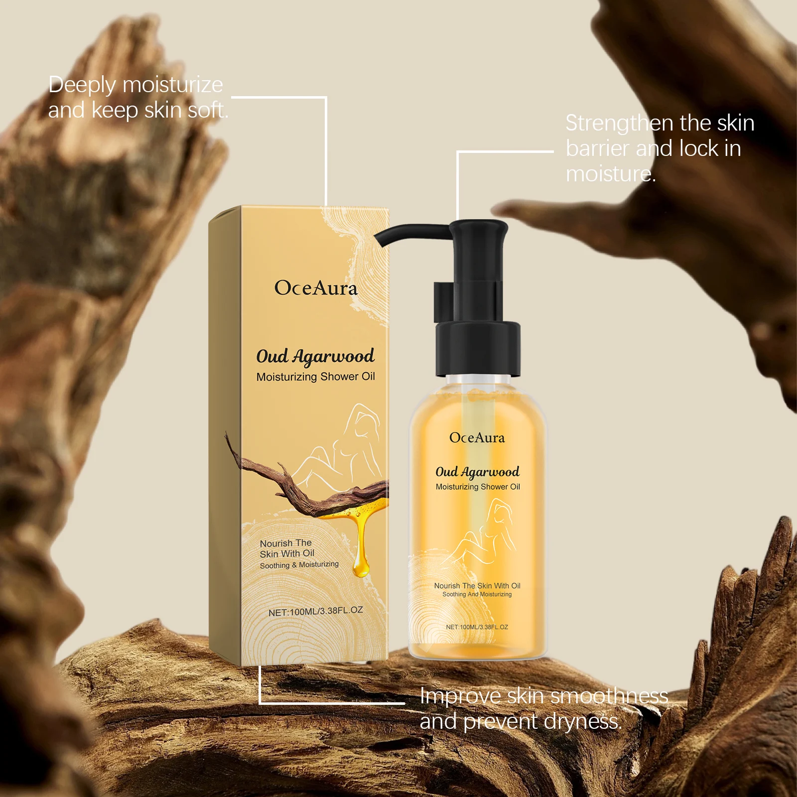 Oud Agarwood Moisturizing Shower Oil 100ml for Deep Hydration & Skin Barrier Support 6 oud agarwood moisturizing shower oil 100ml cih 3pq2wmpb desc 6