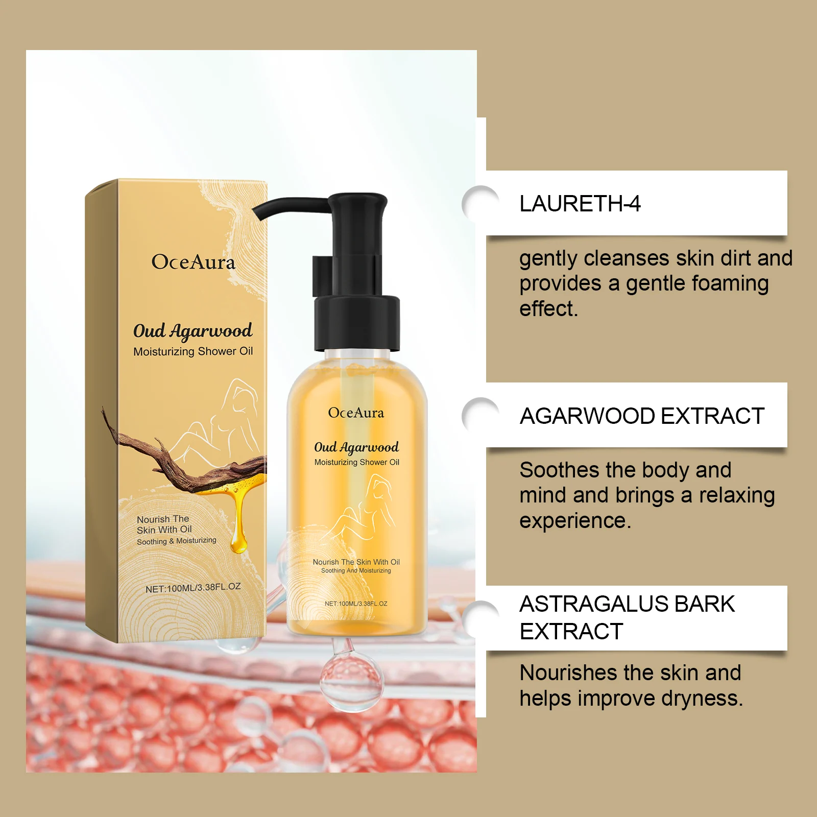 Oud Agarwood Moisturizing Shower Oil 100ml for Deep Hydration & Skin Barrier Support 8 oud agarwood moisturizing shower oil 100ml cih 3pq2wmpb desc 8