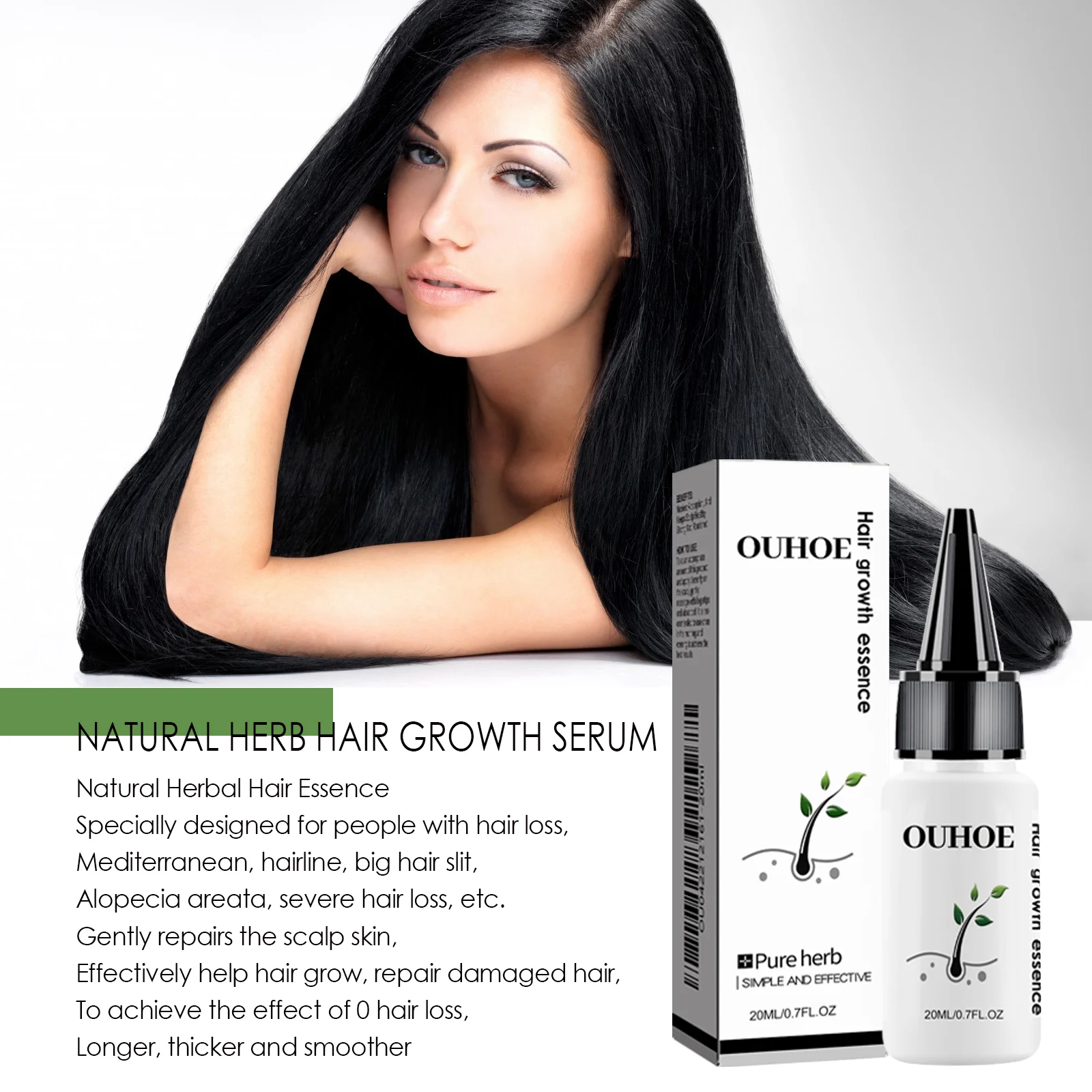 Herbal Hair Growth Serum 20ml for Thicker Stronger Hair with Ginseng & He Shou Wu 6 ouhoe herbal hair growth serum 20ml cih te5g74ya desc 6