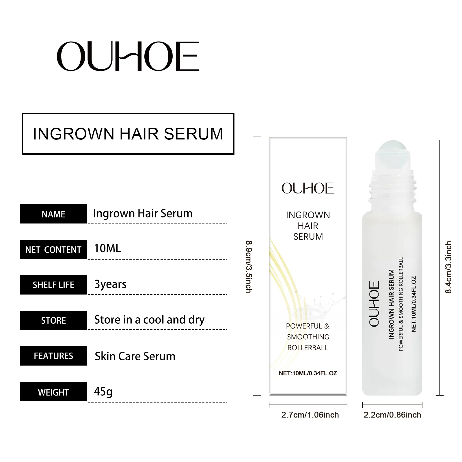 Ingrown Hair Serum Rollerball for Soothing and Moisturizing Skin After Hair Removal 10ml 1 ouhoe ingrown hair serum rollerball 10ml cih zpbtutea desc 1