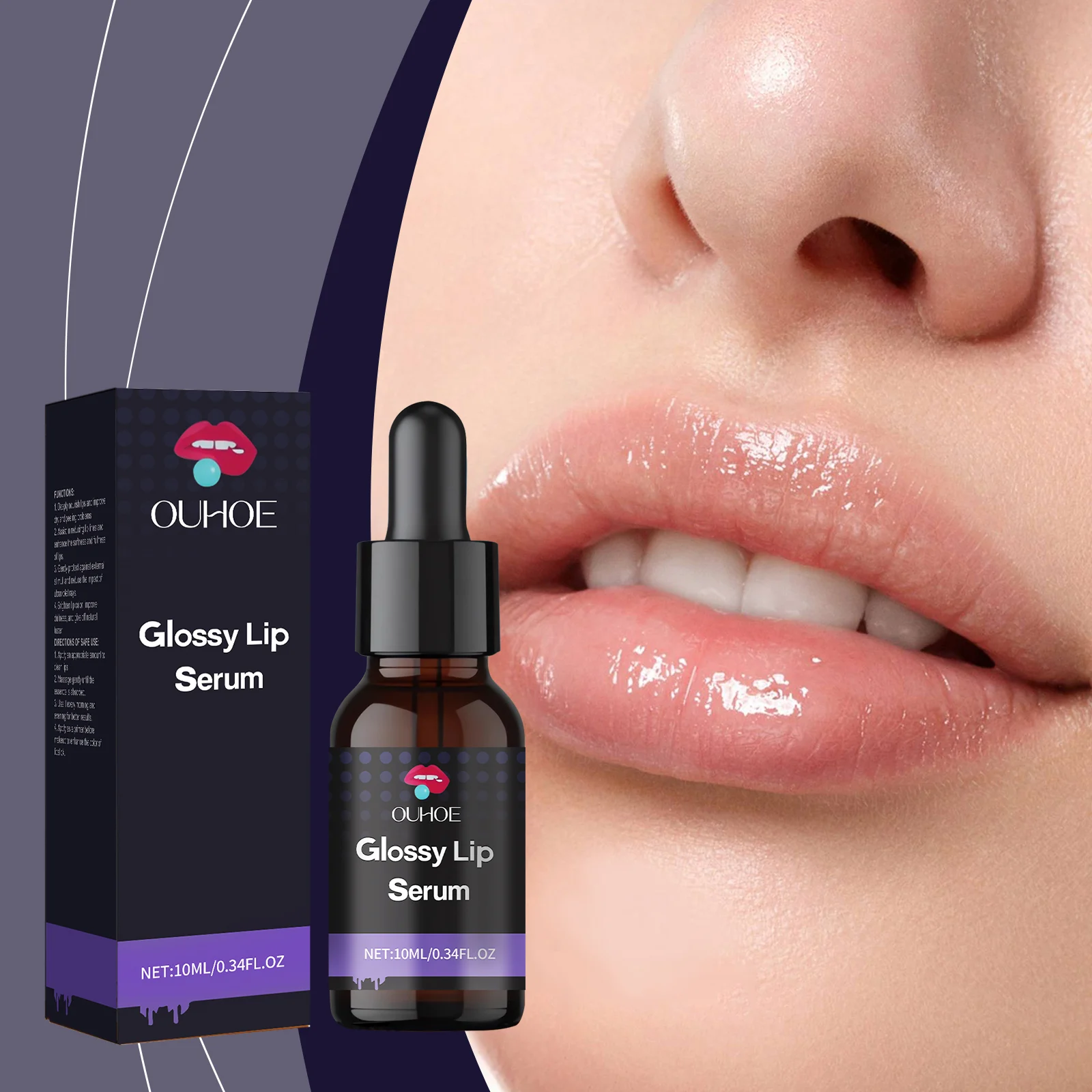 Lip Serum for Hydration and Brightening, 10ml, Lightweight Non-Sticky Formula 2 ouhoe lip serum hydration brightening 10ml der bmm7bkka desc 2