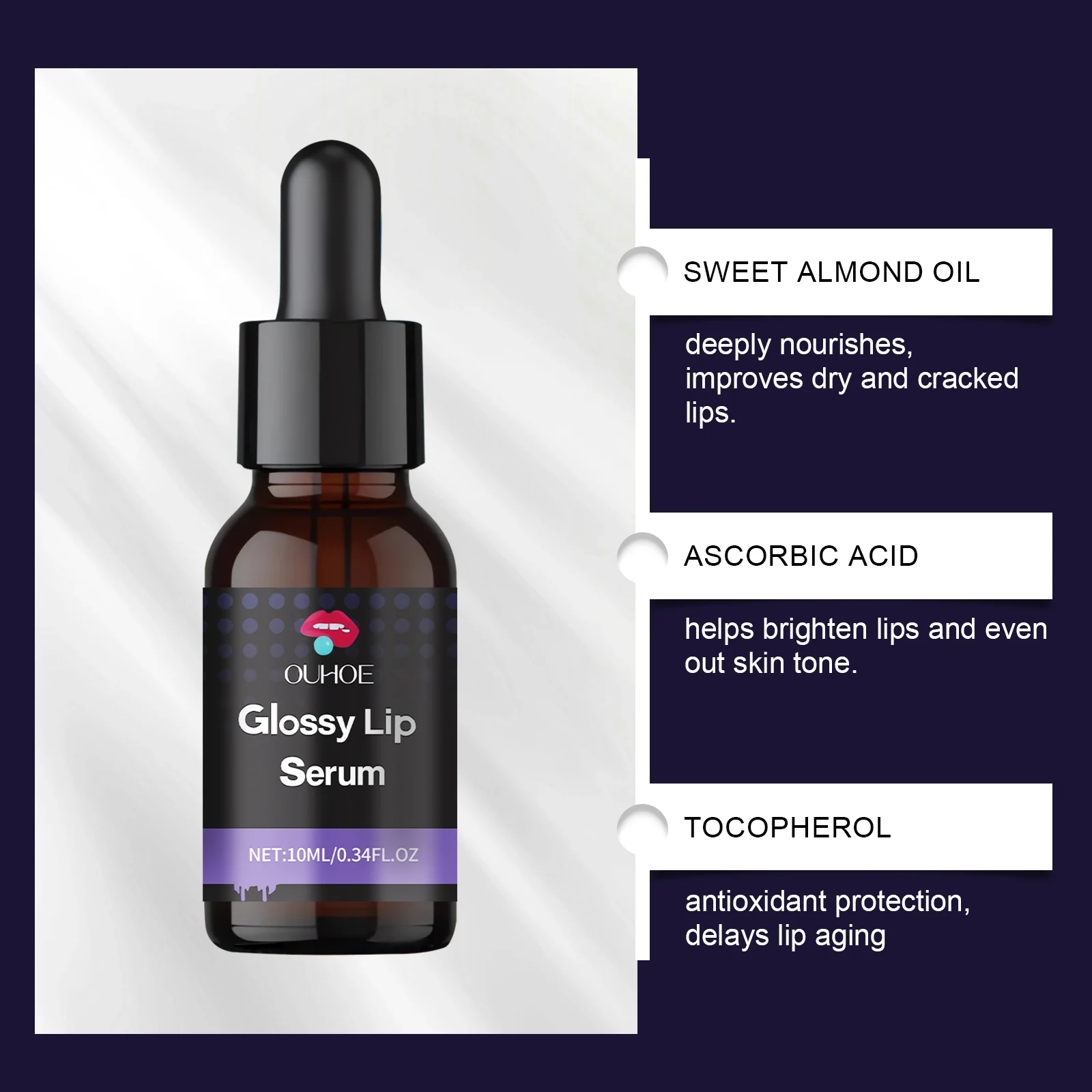 Lip Serum for Hydration and Brightening, 10ml, Lightweight Non-Sticky Formula 5 ouhoe lip serum hydration brightening 10ml der bmm7bkka desc 5 1