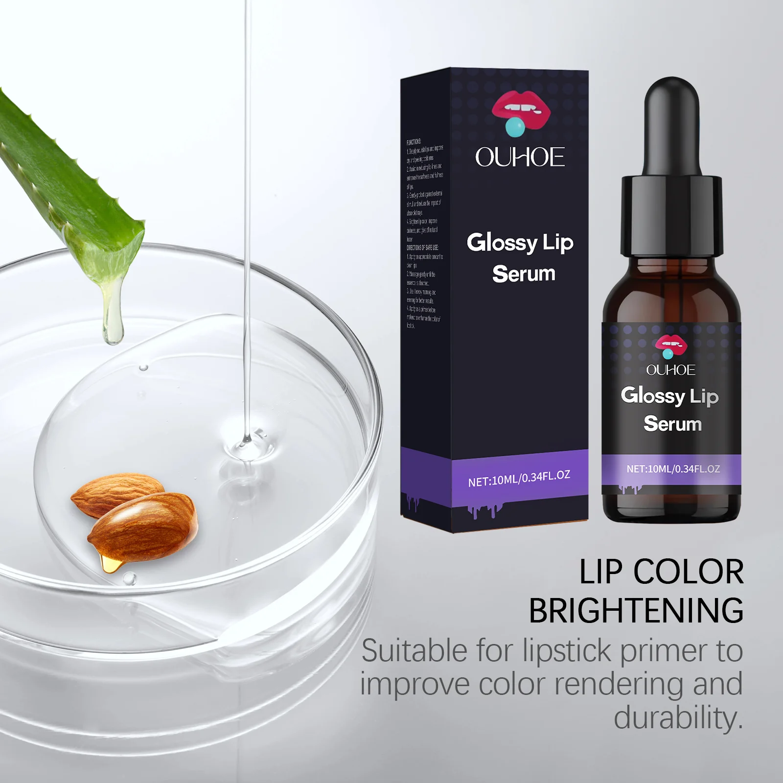 Lip Serum for Hydration and Brightening, 10ml, Lightweight Non-Sticky Formula 6 ouhoe lip serum hydration brightening 10ml der bmm7bkka desc 6