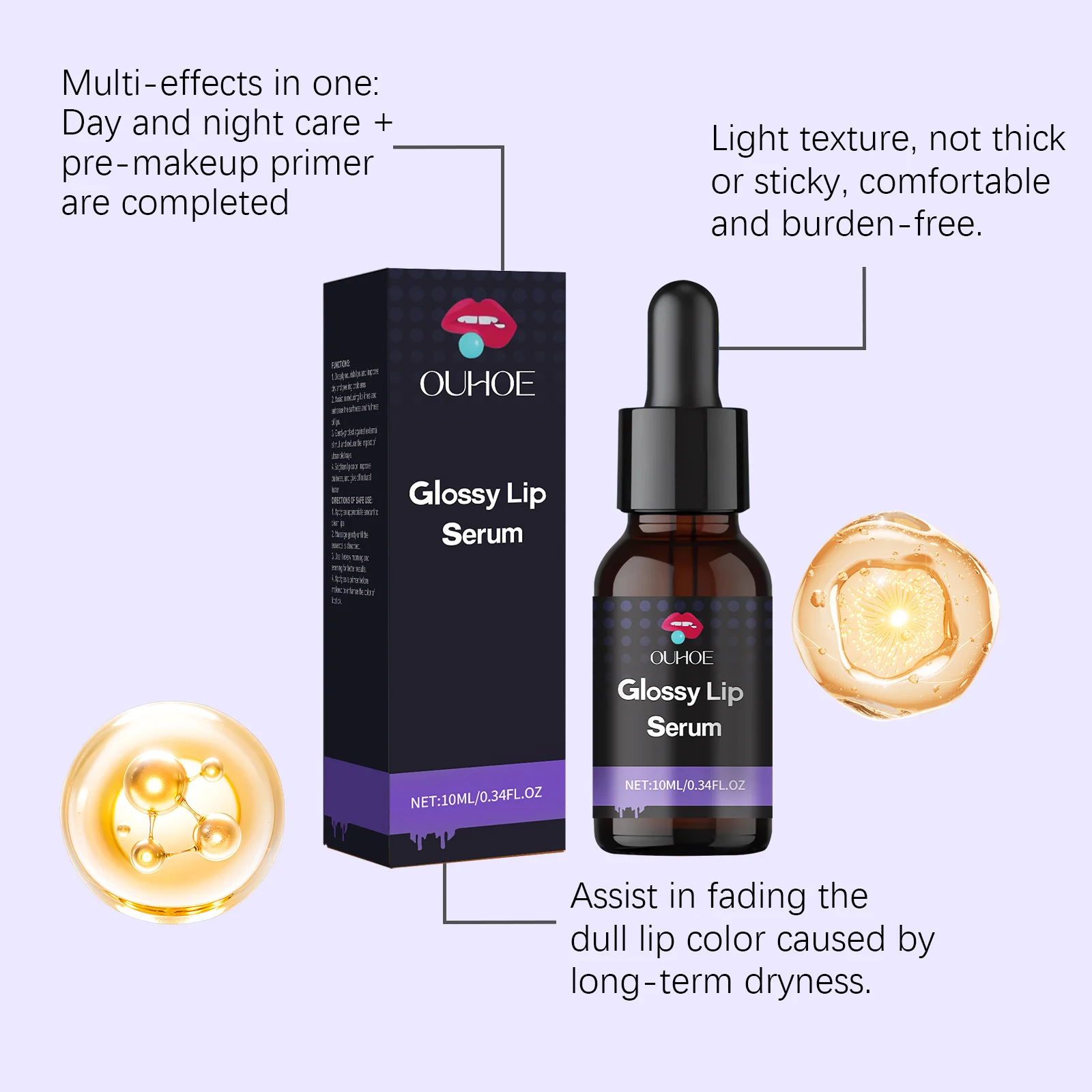 Lip Serum for Hydration and Brightening, 10ml, Lightweight Non-Sticky Formula 8 ouhoe lip serum hydration brightening 10ml der bmm7bkka desc 8