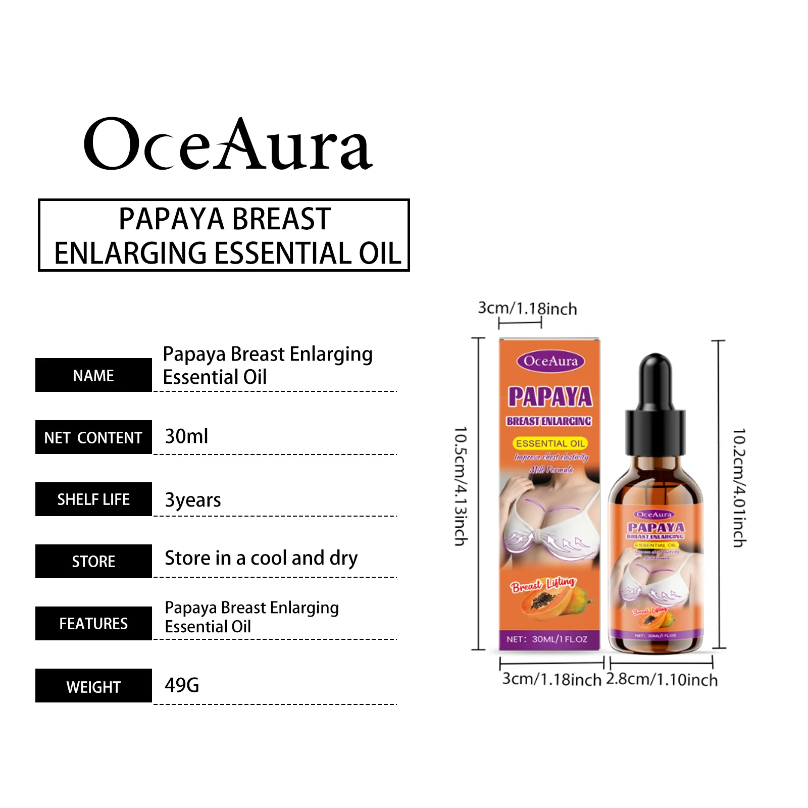 Papaya Breast Enlarging Oil Natural Botanical Firming & Moisturizing 30ml 1 papaya breast enlarging oil 30ml der rfgvfwey desc 1