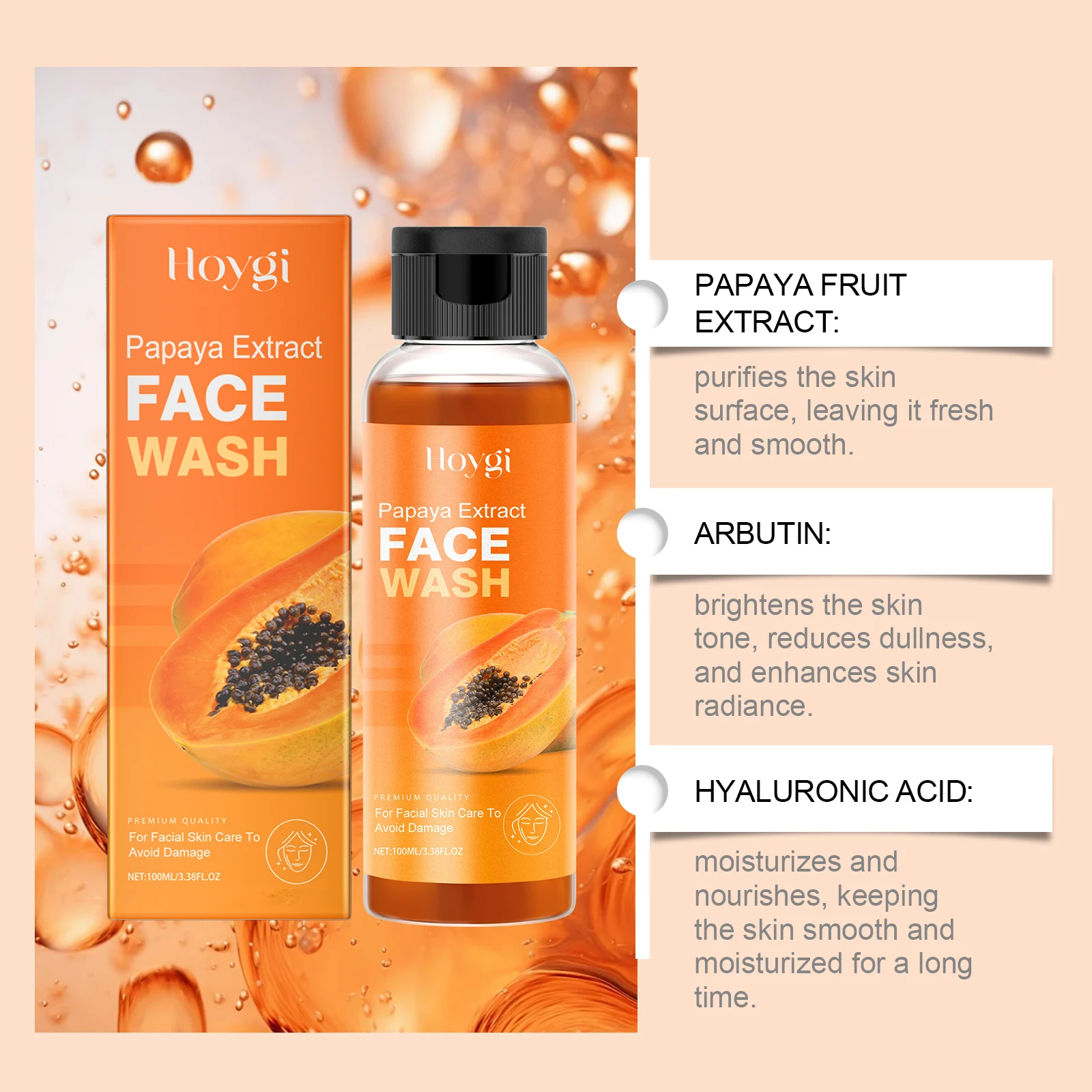 Papaya Extract Face Wash 100ml Gentle Cleansing Moisturizing Brightening Facial Cleanser 5 papaya extract face wash 100ml cih fpjeejh2 desc 5