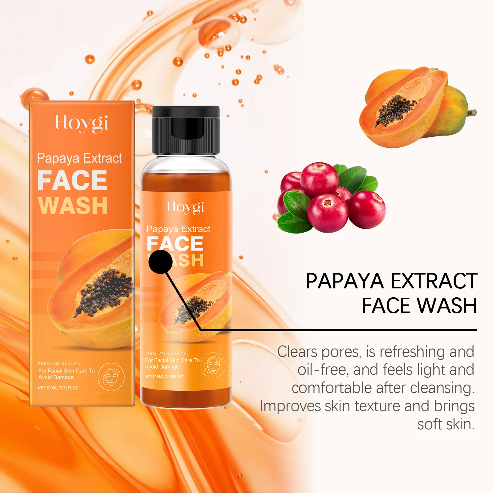 Papaya Extract Face Wash 100ml Gentle Cleansing Moisturizing Brightening Facial Cleanser 8 papaya extract face wash 100ml cih fpjeejh2 desc 8