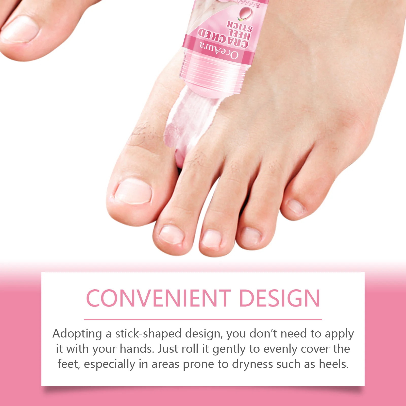 OceAura Peach Scented Hydrating Foot Balm Stick for Cracked Heels & Dry Skin 8 peach foot hydrating stick cih 4ctf73kp desc 8