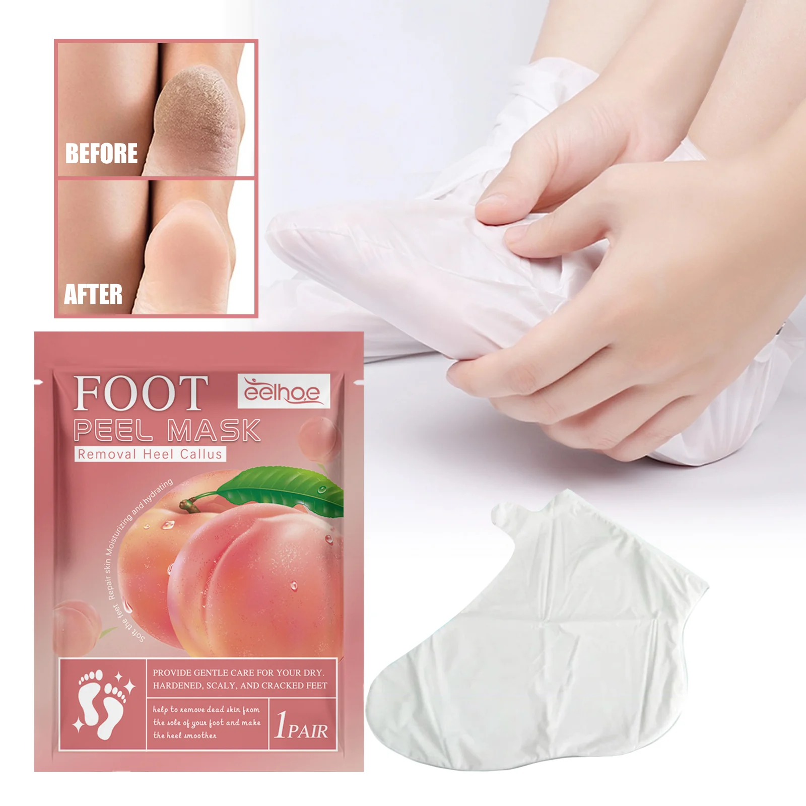 Peach Foot Peel Mask Moisturizing Exfoliating Callus Remover for Dry Cracked Heels 1 peach foot peel mask exfoliating callus remover cih y6z6h8kn desc 1