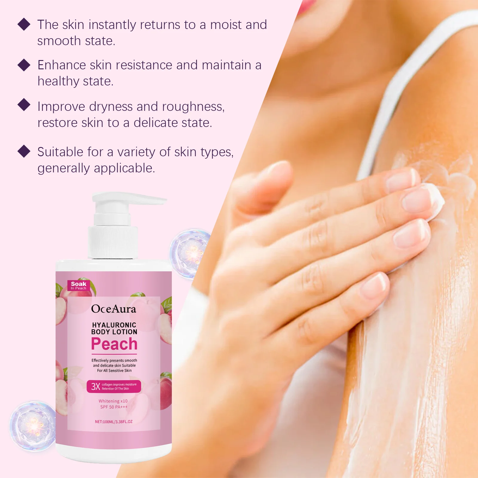 Peach Hydrating Body Lotion with Hyaluronic Acid & SPF 50 for Moisturizing, Brightening & All-Day Glow 100ml 8 peach hydrating body lotion hyaluronic acid spf 50 100ml cih k7ebqdk3 desc 8