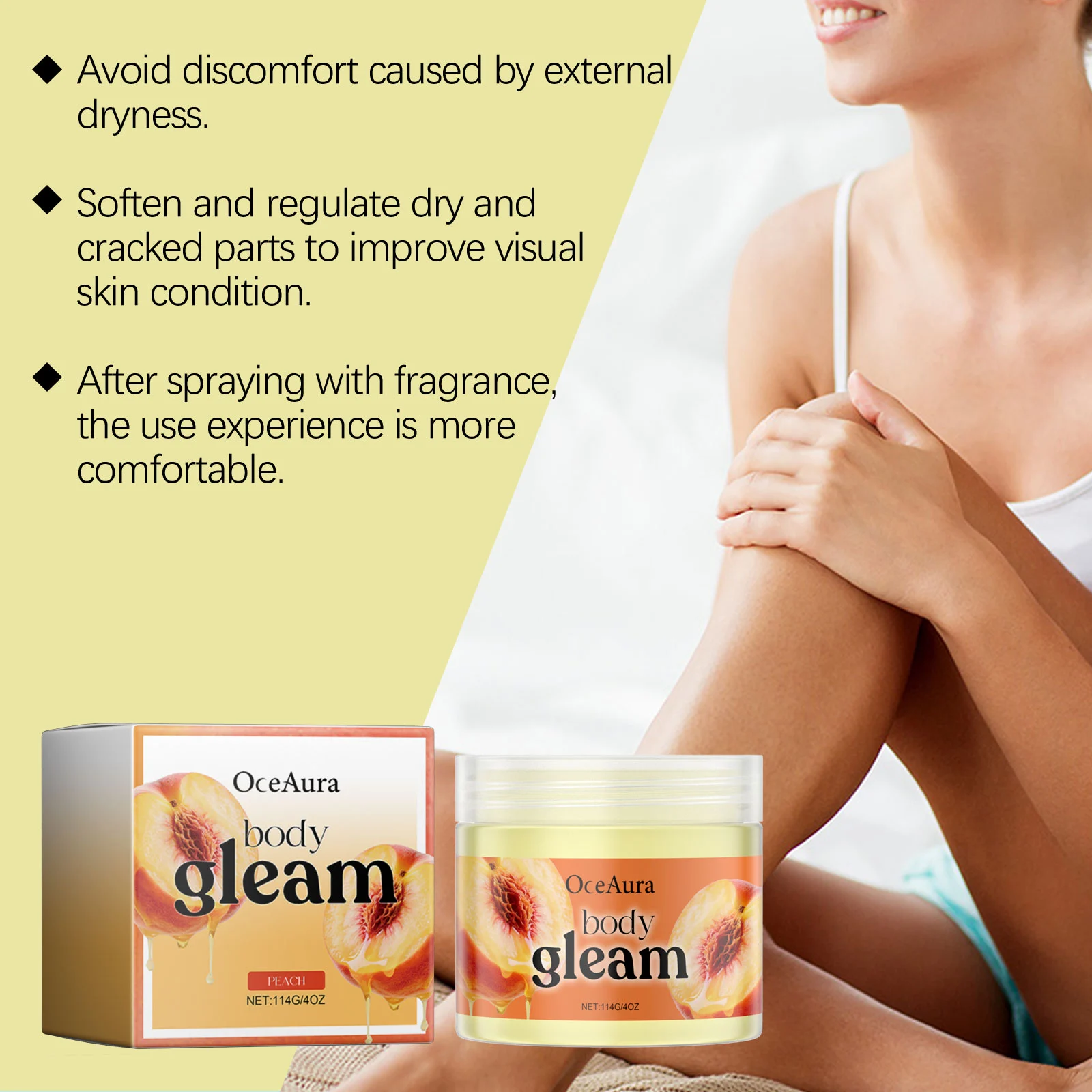 OceAura Body Butter Cream Moisturizes Hydrates Nourishes with Peach Extract Shea Butter 8 peach shea butter body cream cih fad279ww desc 8