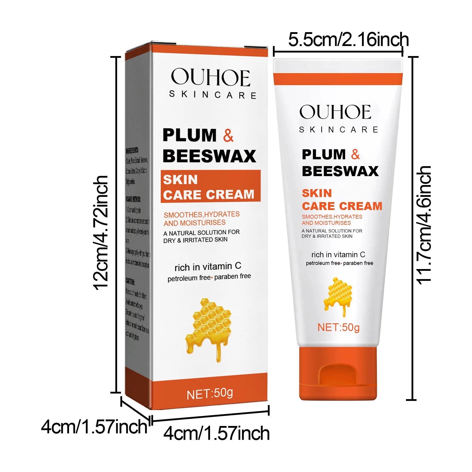 OUHOE Plum & Beeswax Skin Care Cream for Dry, Irritated Skin, Tattoo Aftercare & Insect Bites 1 plum beeswax skin care cream cih 8z7pvbz3 desc 1