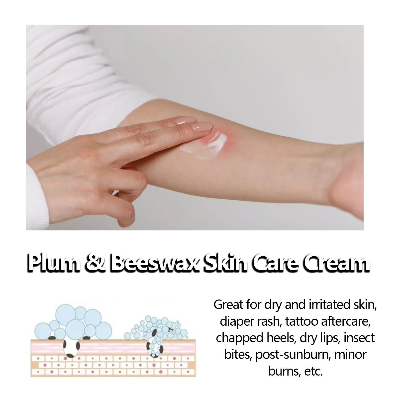 OUHOE Plum & Beeswax Skin Care Cream for Dry, Irritated Skin, Tattoo Aftercare & Insect Bites 5 plum beeswax skin care cream cih 8z7pvbz3 desc 5