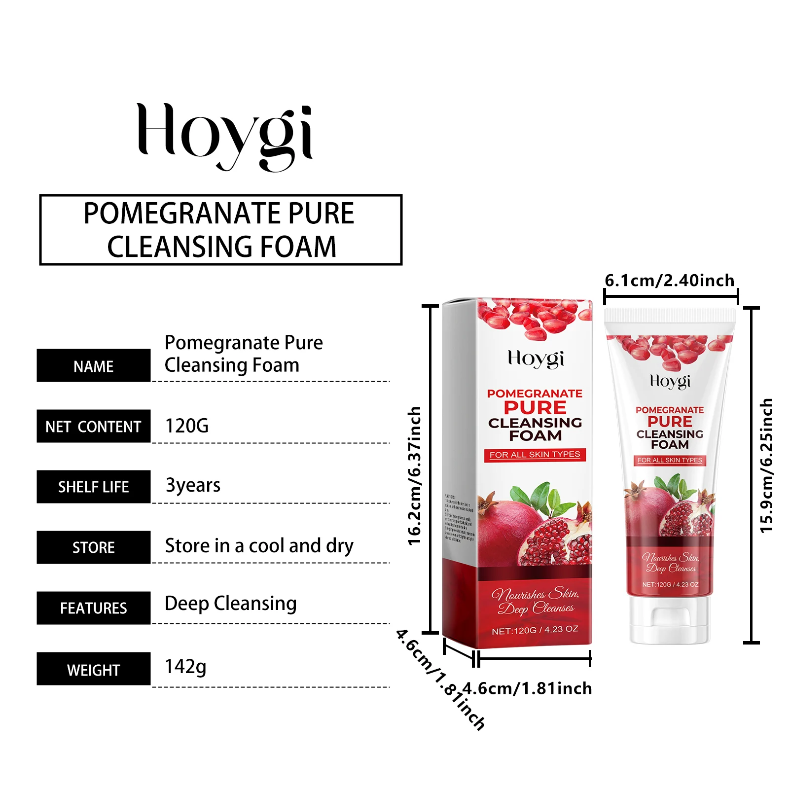 Pomegranate Cleansing Foam 120g for Deep Pore Cleansing and Skin Nourishment 1 pomegranate cleansing foam 120g cih 9vaxa6fm desc 1