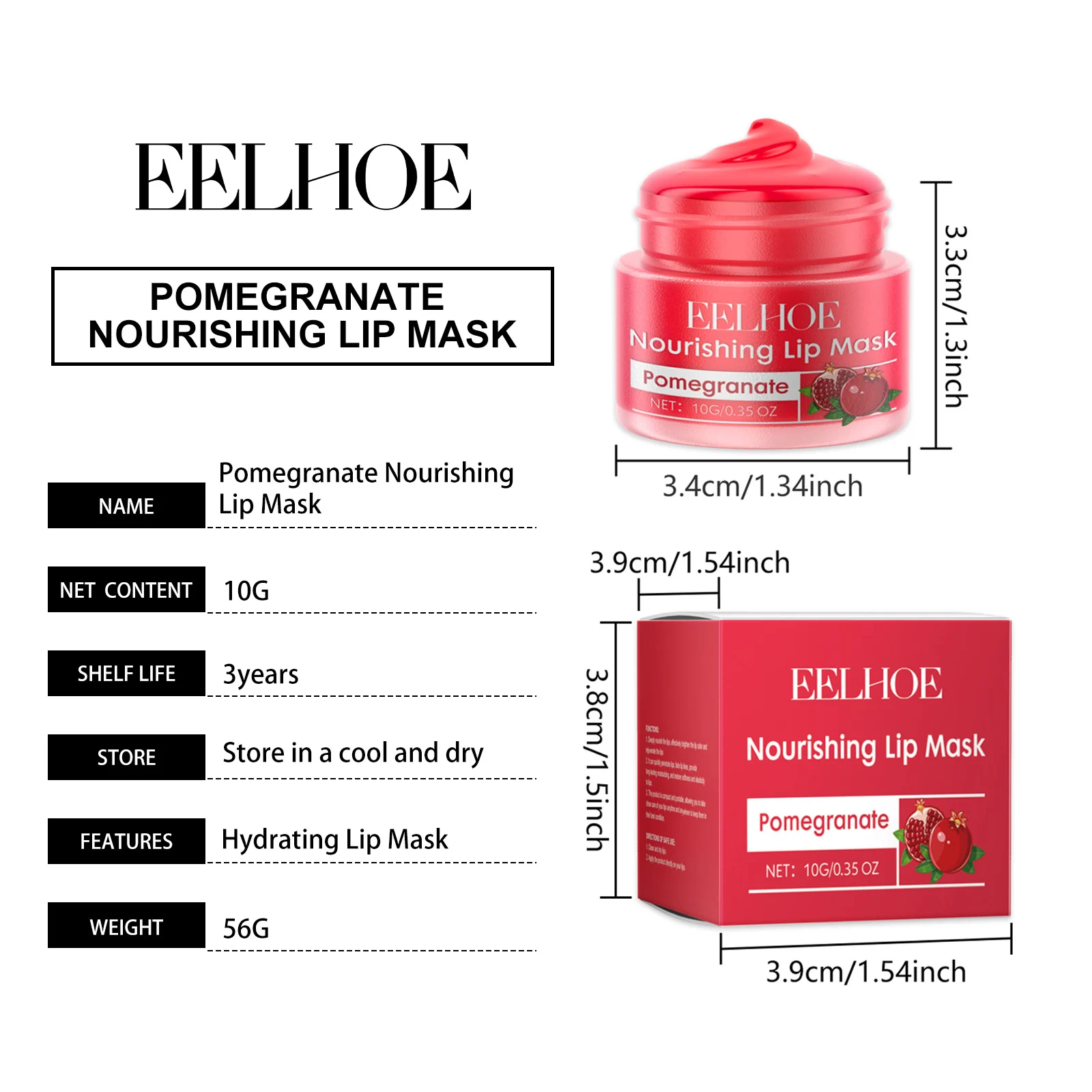 Pomegranate Nourishing Lip Mask 10g for Dry Lips, Hydrating Repair & Fade Lines 1 pomegranate nourishing lip mask 10g cih tr8h5yr9 desc 1