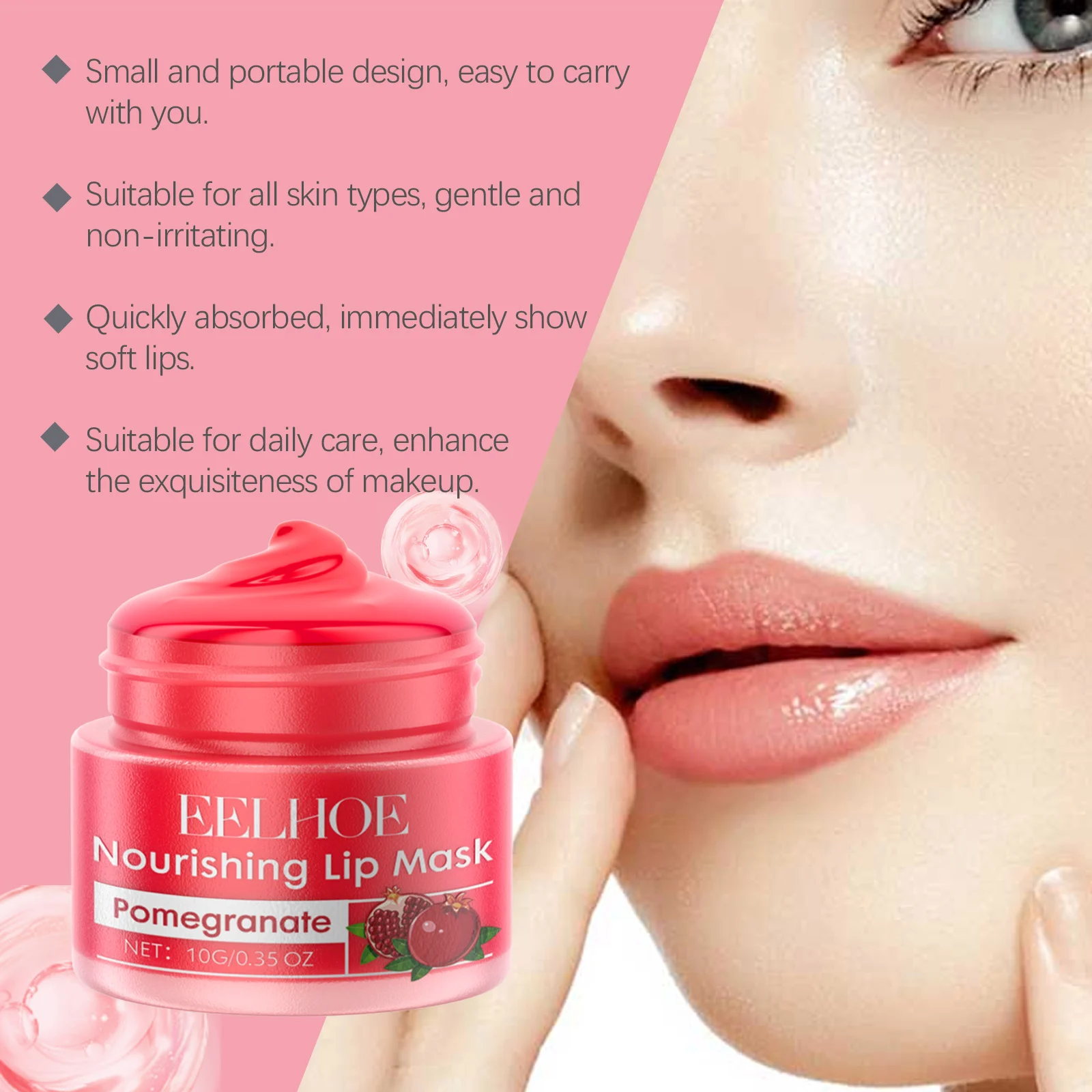 Pomegranate Nourishing Lip Mask 10g for Dry Lips, Hydrating Repair & Fade Lines 4 pomegranate nourishing lip mask 10g cih tr8h5yr9 desc 4