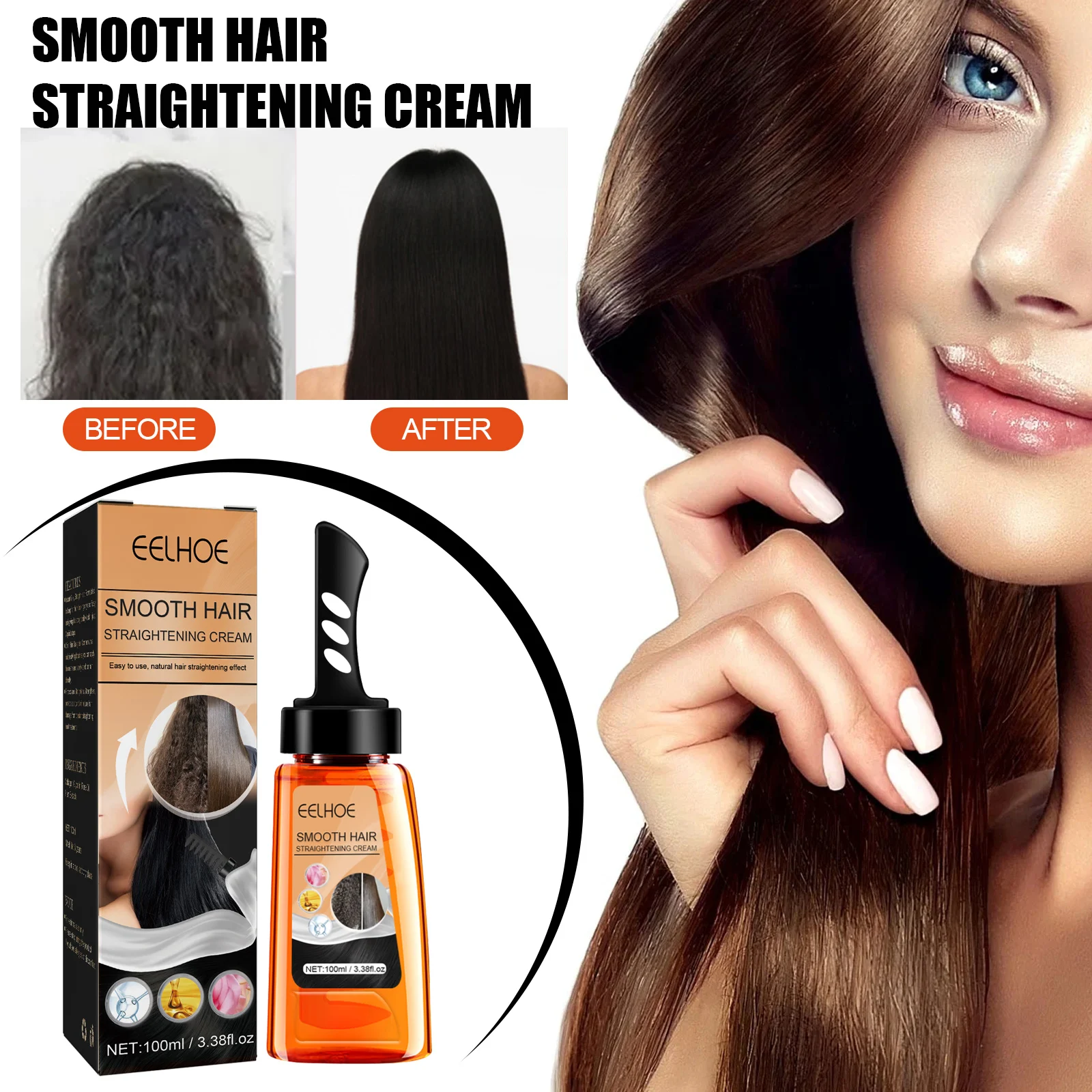 Protein Smoothing Hair Straightening Cream 100ml for Damaged Hair Repair and Frizz Control 1 protein hair straightening cream 100ml cih z249p9u9 desc 1