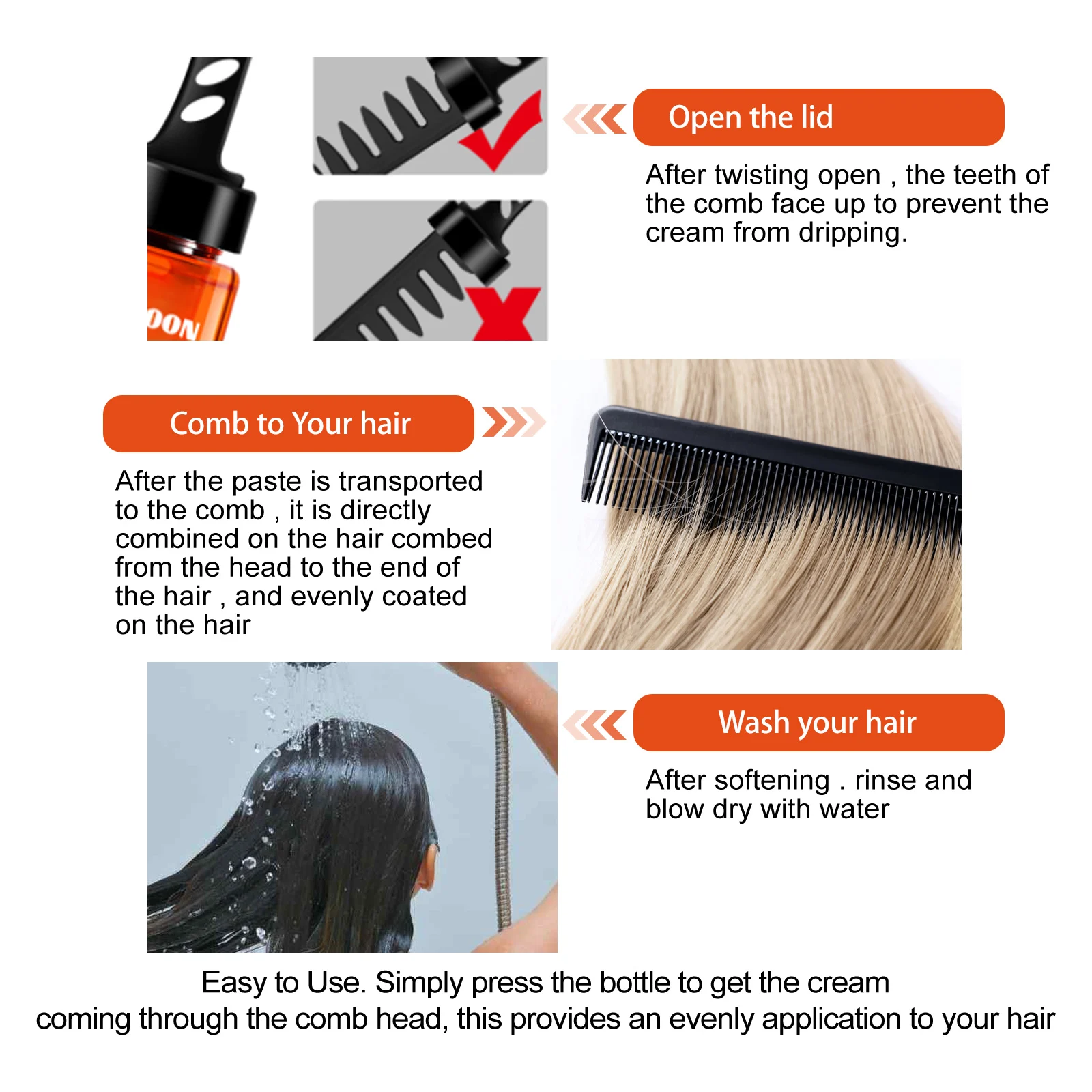 Protein Smoothing Hair Straightening Cream 100ml for Damaged Hair Repair and Frizz Control 3 protein hair straightening cream 100ml cih z249p9u9 desc 3