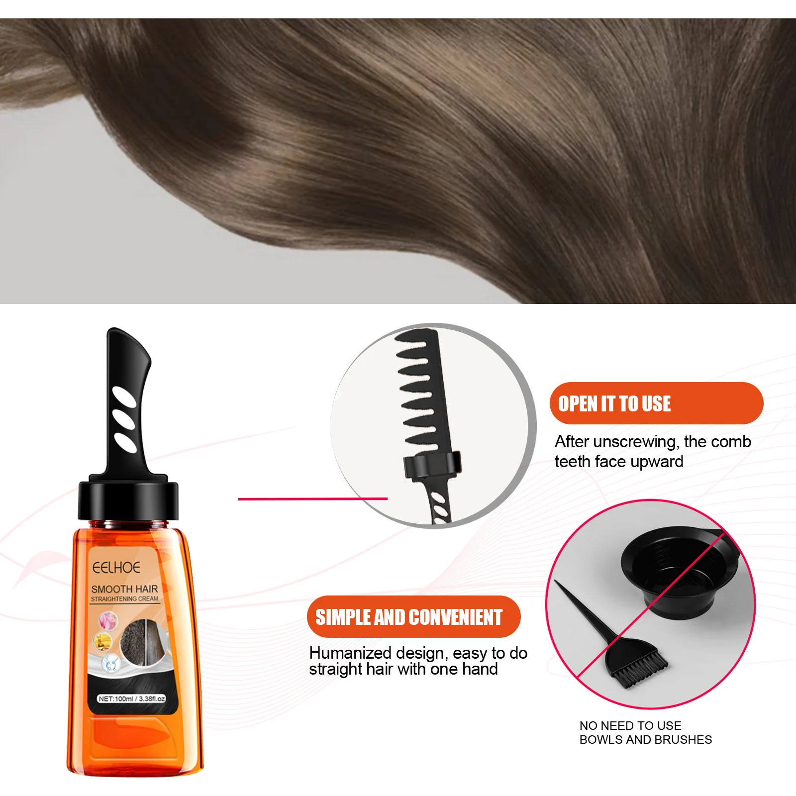 Protein Smoothing Hair Straightening Cream 100ml for Damaged Hair Repair and Frizz Control 6 protein hair straightening cream 100ml cih z249p9u9 desc 6