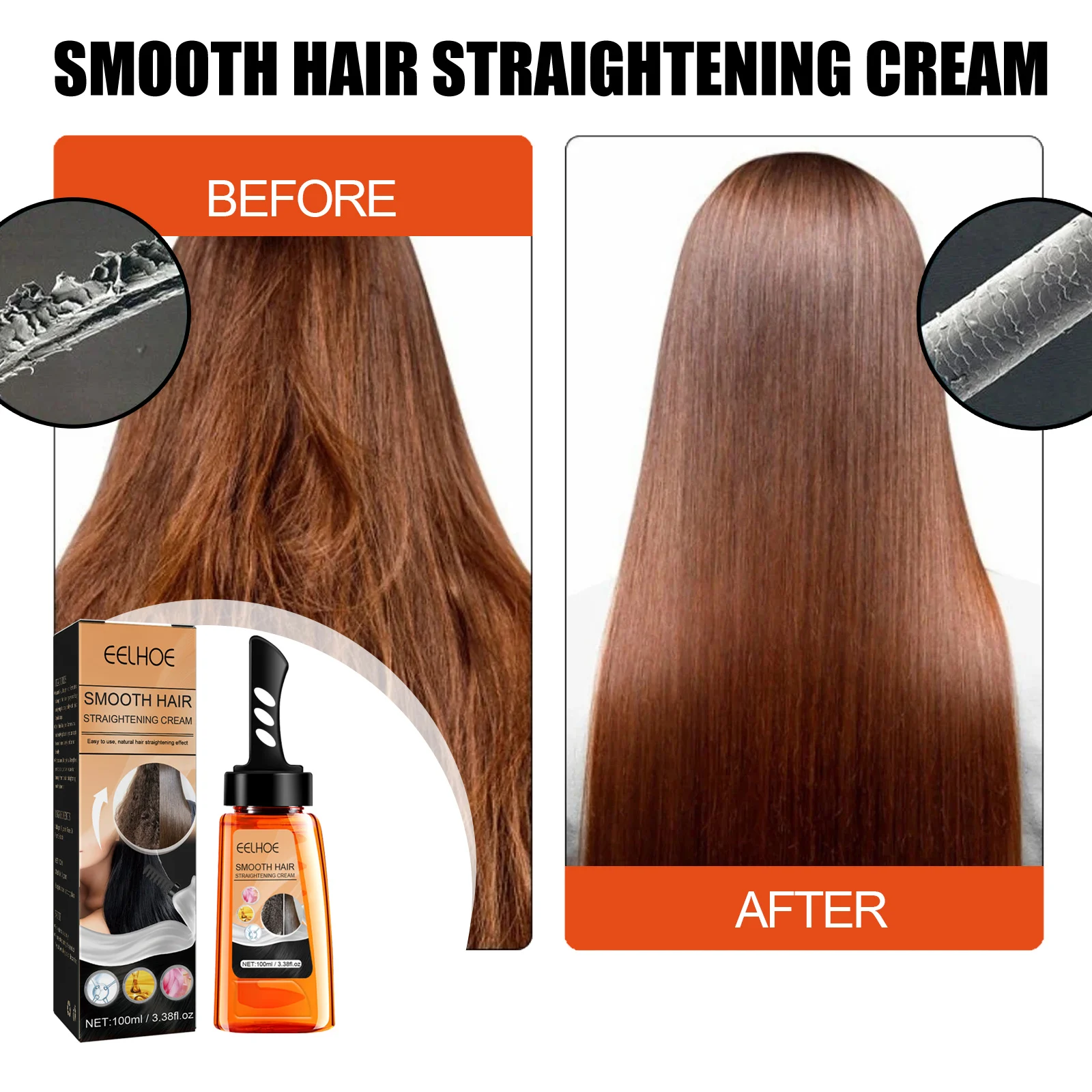 Protein Smoothing Hair Straightening Cream 100ml for Damaged Hair Repair and Frizz Control 8 protein hair straightening cream 100ml cih z249p9u9 desc 8