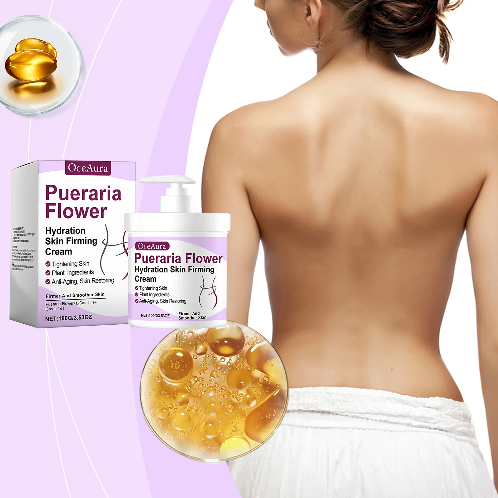OceAura Pueraria Flower Hydration Skin Firming Cream - Moisturizing & Anti-Aging Body Cream 2 pueraria flower firming body cream cih 8e6aspfu desc 2