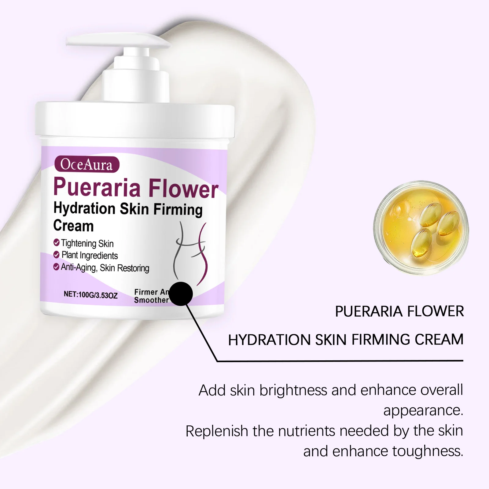 OceAura Pueraria Flower Hydration Skin Firming Cream - Moisturizing & Anti-Aging Body Cream 7 pueraria flower firming body cream cih 8e6aspfu desc 7