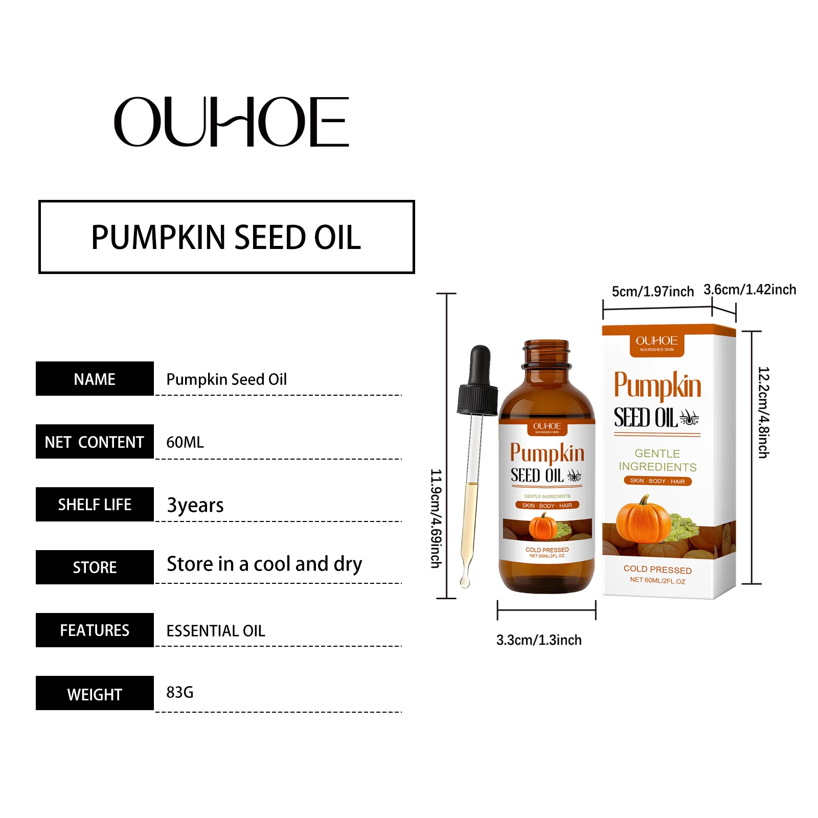 OUHOE Pumpkin Seed Hair Oil for Nourished, Smooth, Thicker Hair & Scalp Care 1 pumpkin seed hair oil der 5yb8be74 desc 1