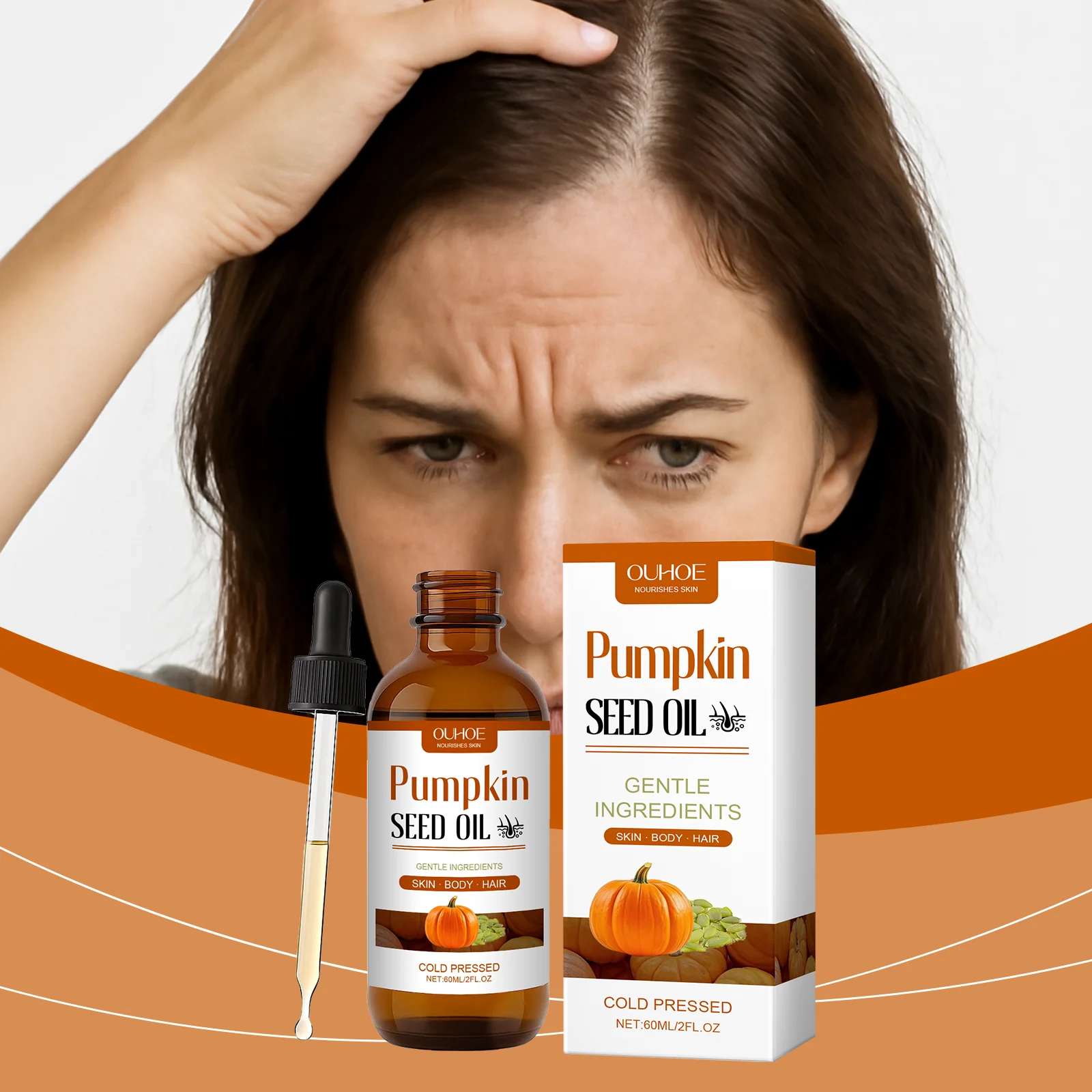 OUHOE Pumpkin Seed Hair Oil for Nourished, Smooth, Thicker Hair & Scalp Care 2 pumpkin seed hair oil der 5yb8be74 desc 2