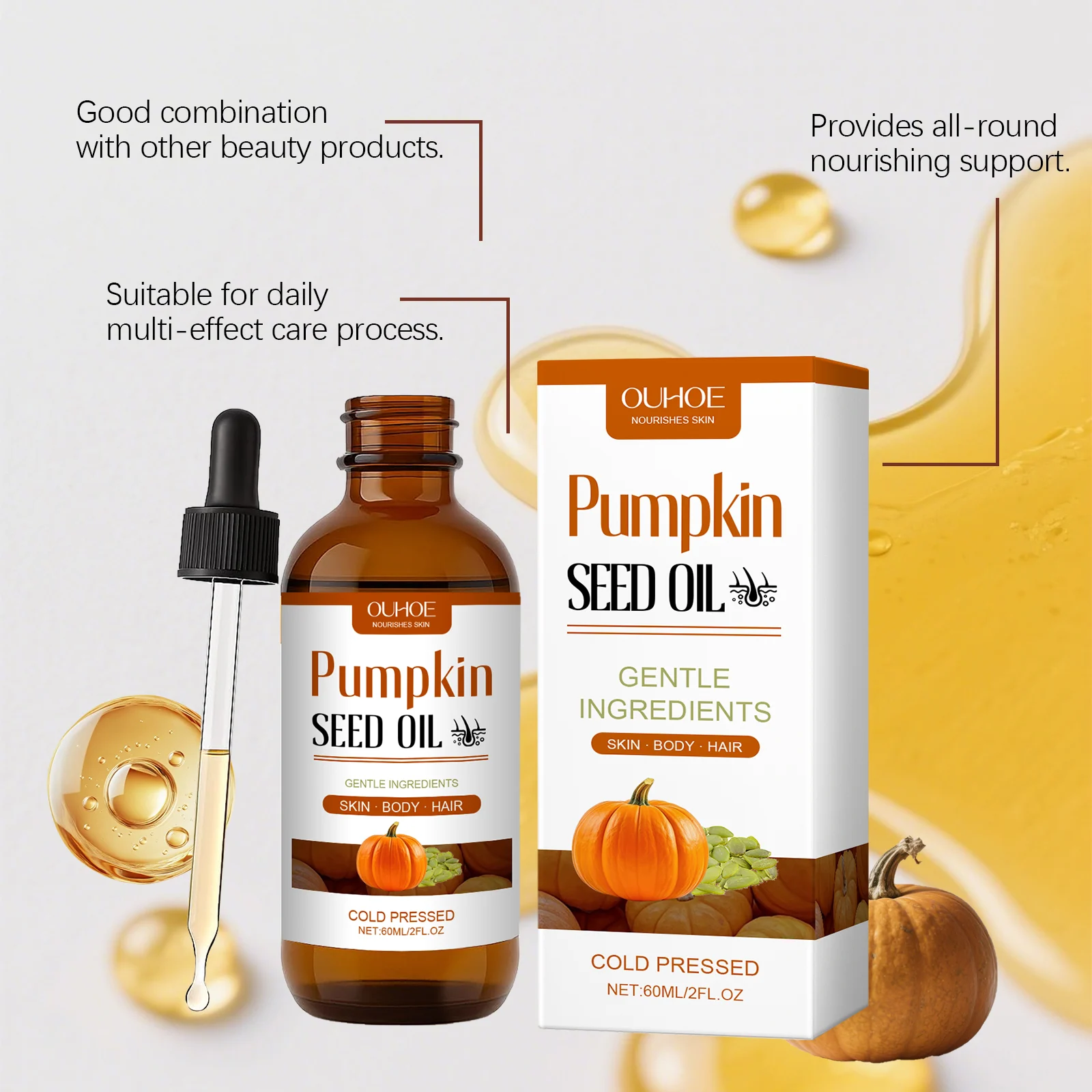 OUHOE Pumpkin Seed Hair Oil for Nourished, Smooth, Thicker Hair & Scalp Care 6 pumpkin seed hair oil der 5yb8be74 desc 6