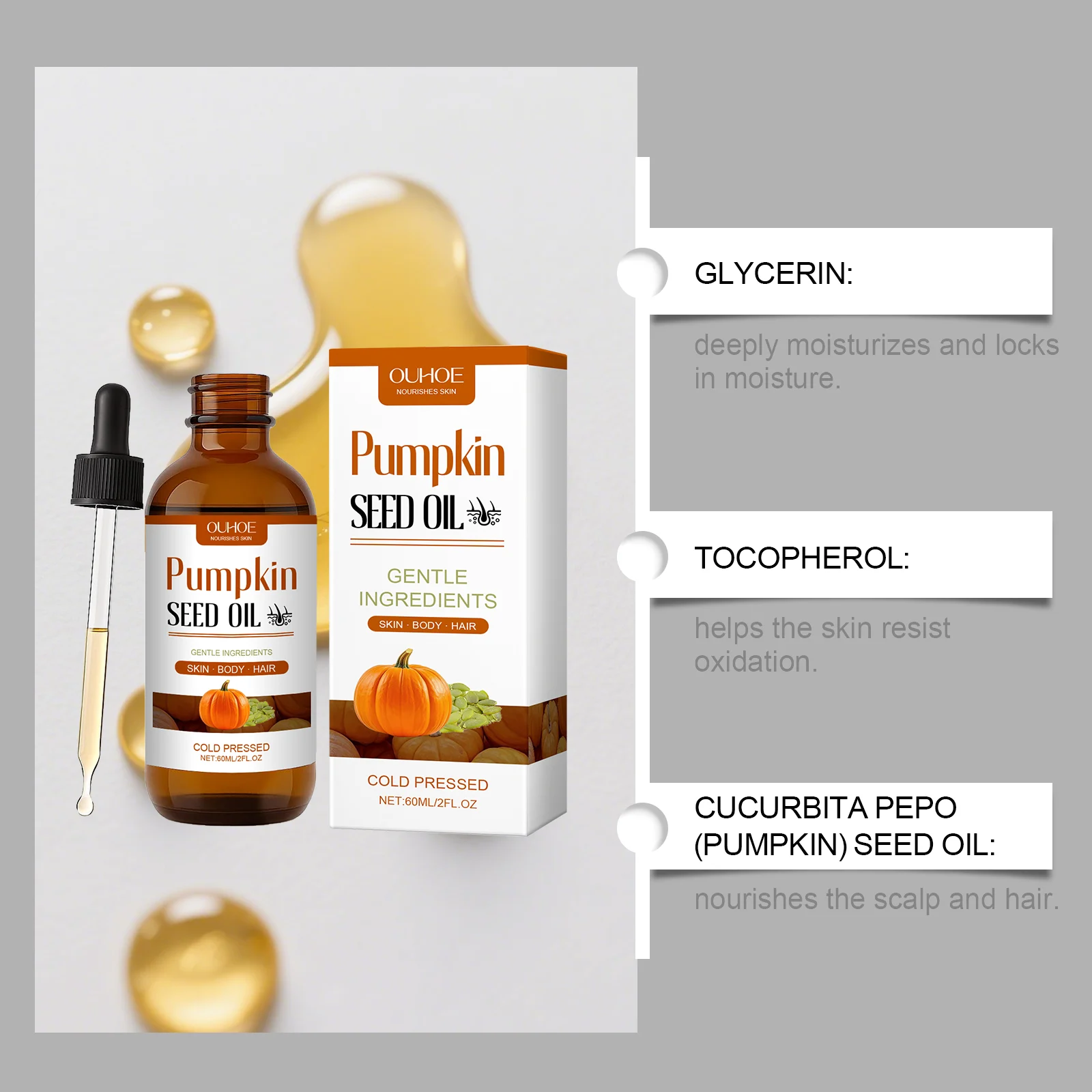 OUHOE Pumpkin Seed Hair Oil for Nourished, Smooth, Thicker Hair & Scalp Care 8 pumpkin seed hair oil der 5yb8be74 desc 8