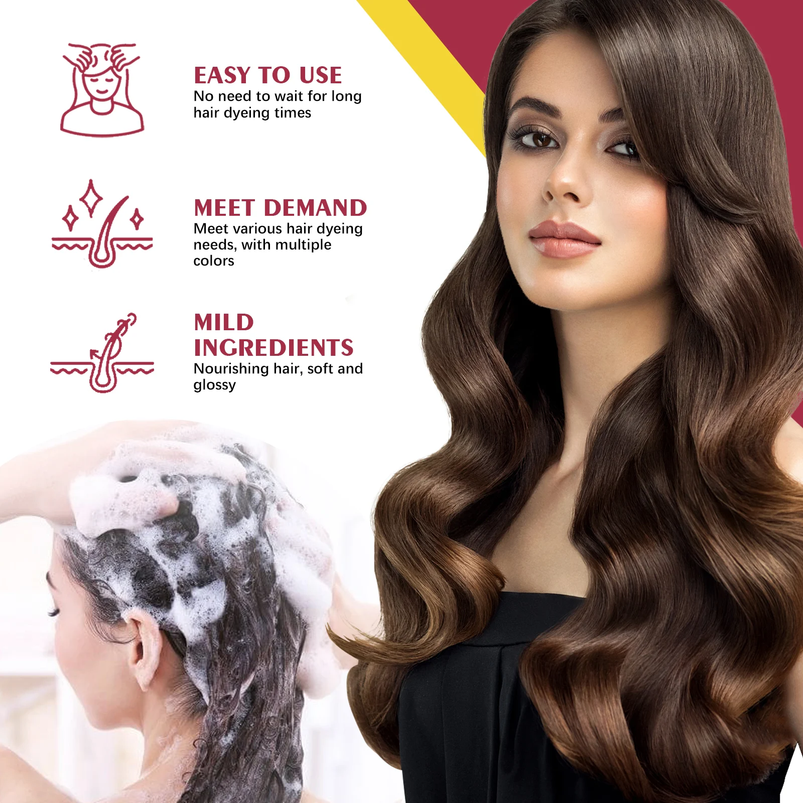 Silver Gray Hair Dye Shampoo 3-in-1 Color Care Nourishing Treatment 100ml 5 purple hair dye shampoo nourishing color coverage 100ml cih 8a3rrxf9 desc 5