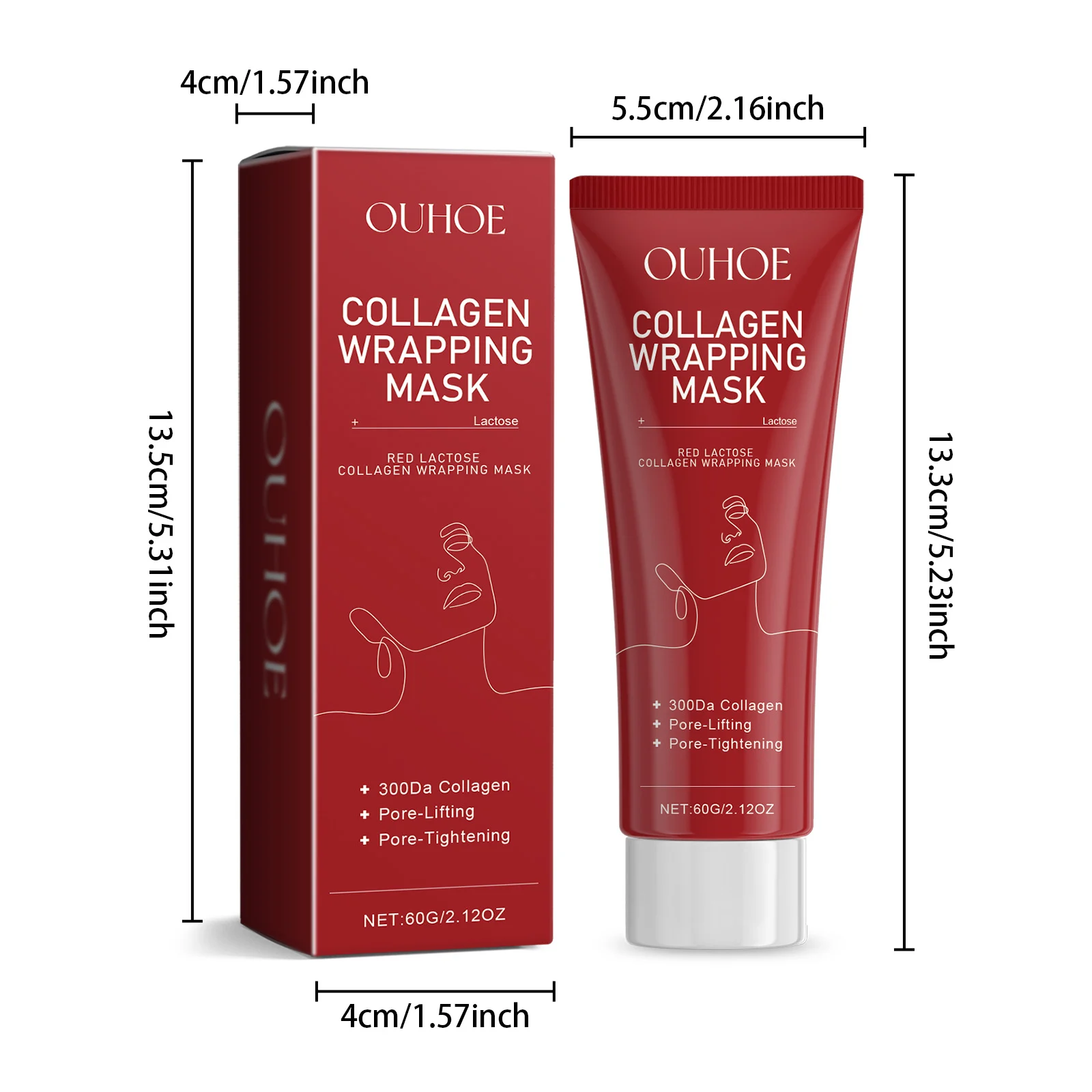 OUHOE Red Lactose Collagen Peel Off Mask Hydrating Firming Anti-Wrinkle 1 red lactose collagen peel off mask cih zkbjsh5t desc 1