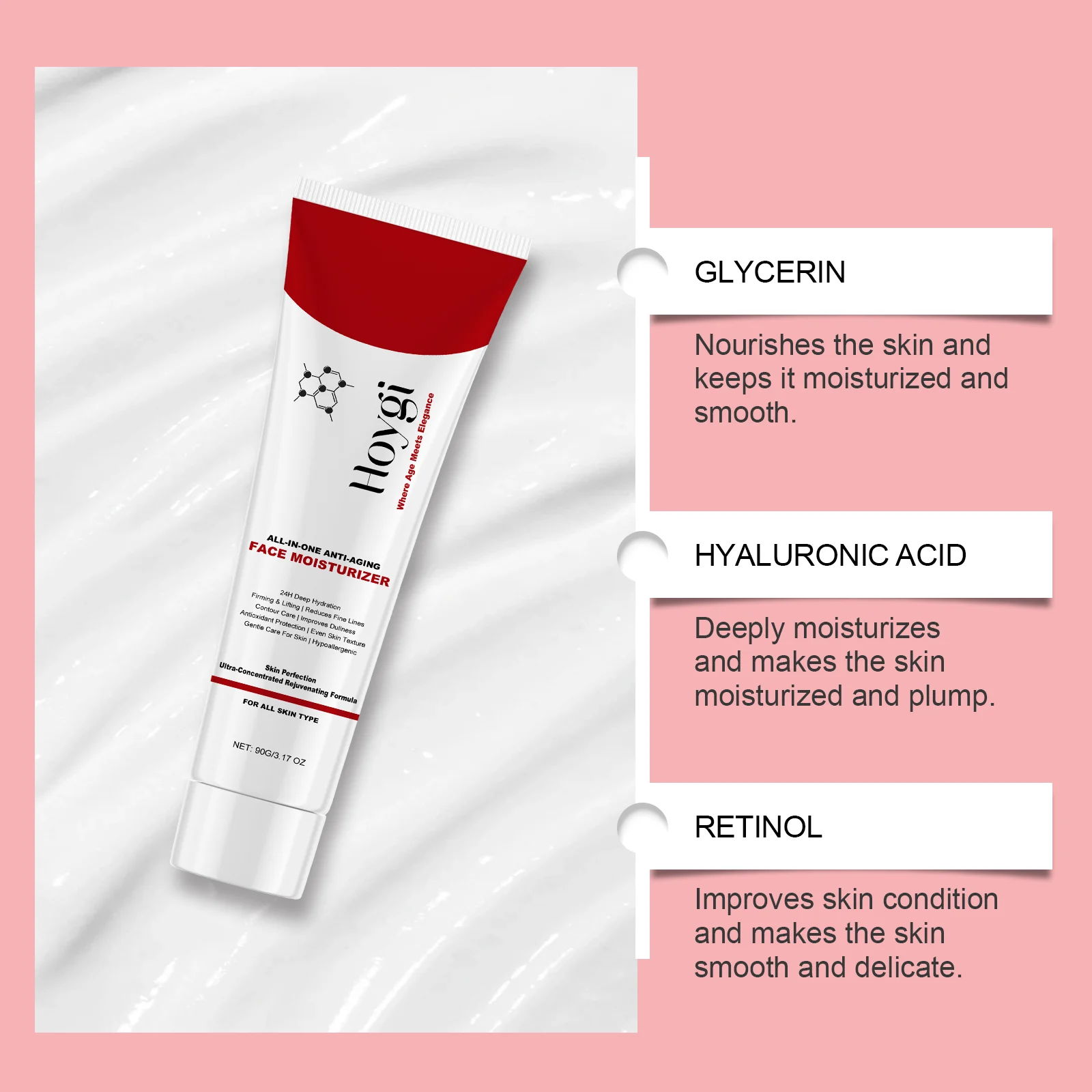 Hoygi Retinol Face Cream - All-in-One Anti-Aging Moisturizer with Hyaluronic Acid 7 retinol anti aging face cream cih dcwsz79n desc 7