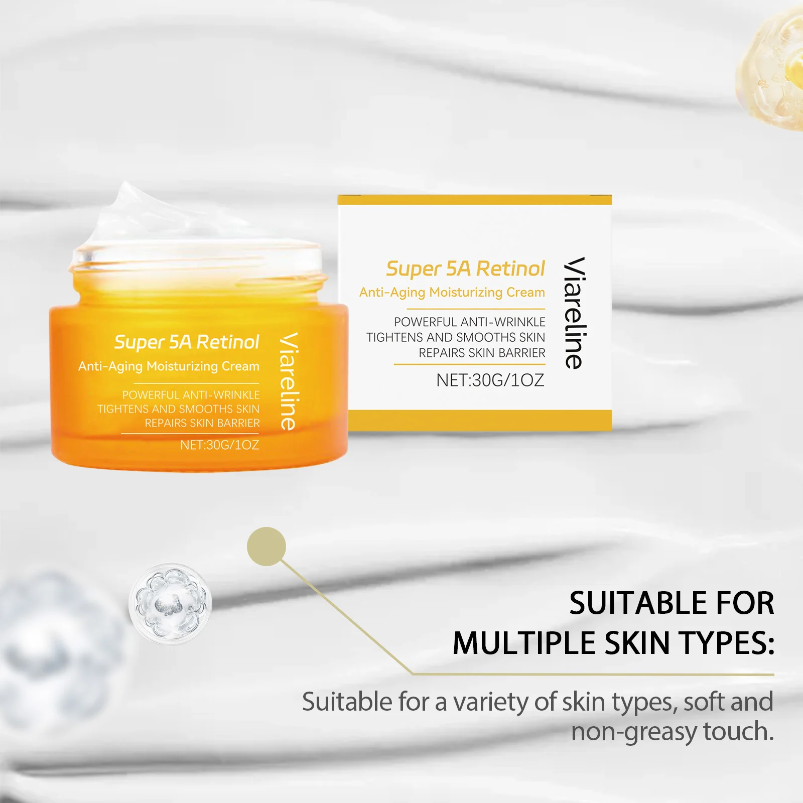 Viareline Retinol Anti-Aging Moisturizing Cream - Hydrates & Reduces Wrinkles 8 retinol anti aging moisturizing cream der 2ds92j8x desc 8