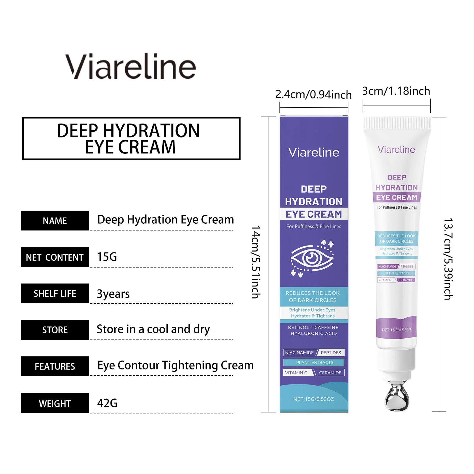 Viareline Retinol Eye Cream for Puffiness & Fine Lines, Dark Circles, Deep Hydration 1 retinol eye cream der xqevxsdk desc 1