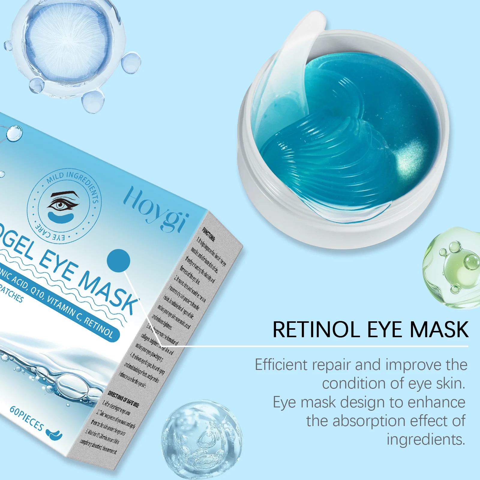 Retinol Eye Mask Patches Hydrating Under Eye Care Hydrogel Gel Pads for Wrinkles & Dark Circles 9 retinol eye mask patches hydrating under eye care hydrogel cih gmq7gdez desc 9