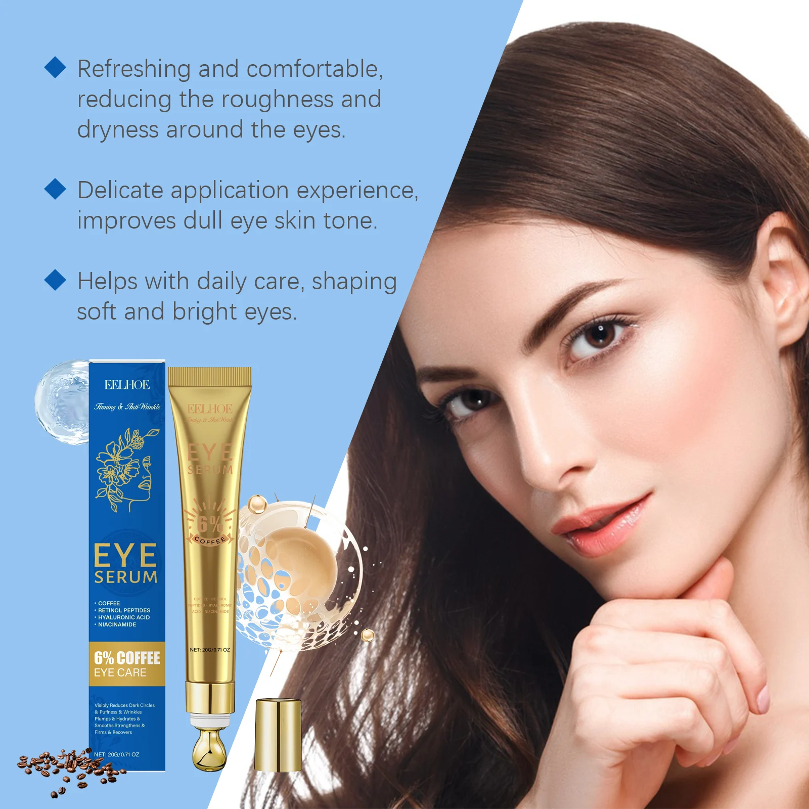 Retinol Eye Serum with Coffee Extract 20g - Reduces Dark Circles, Puffiness & Wrinkles 5 retinol eye serum coffee extract 20g cih a59rfp3s desc 5