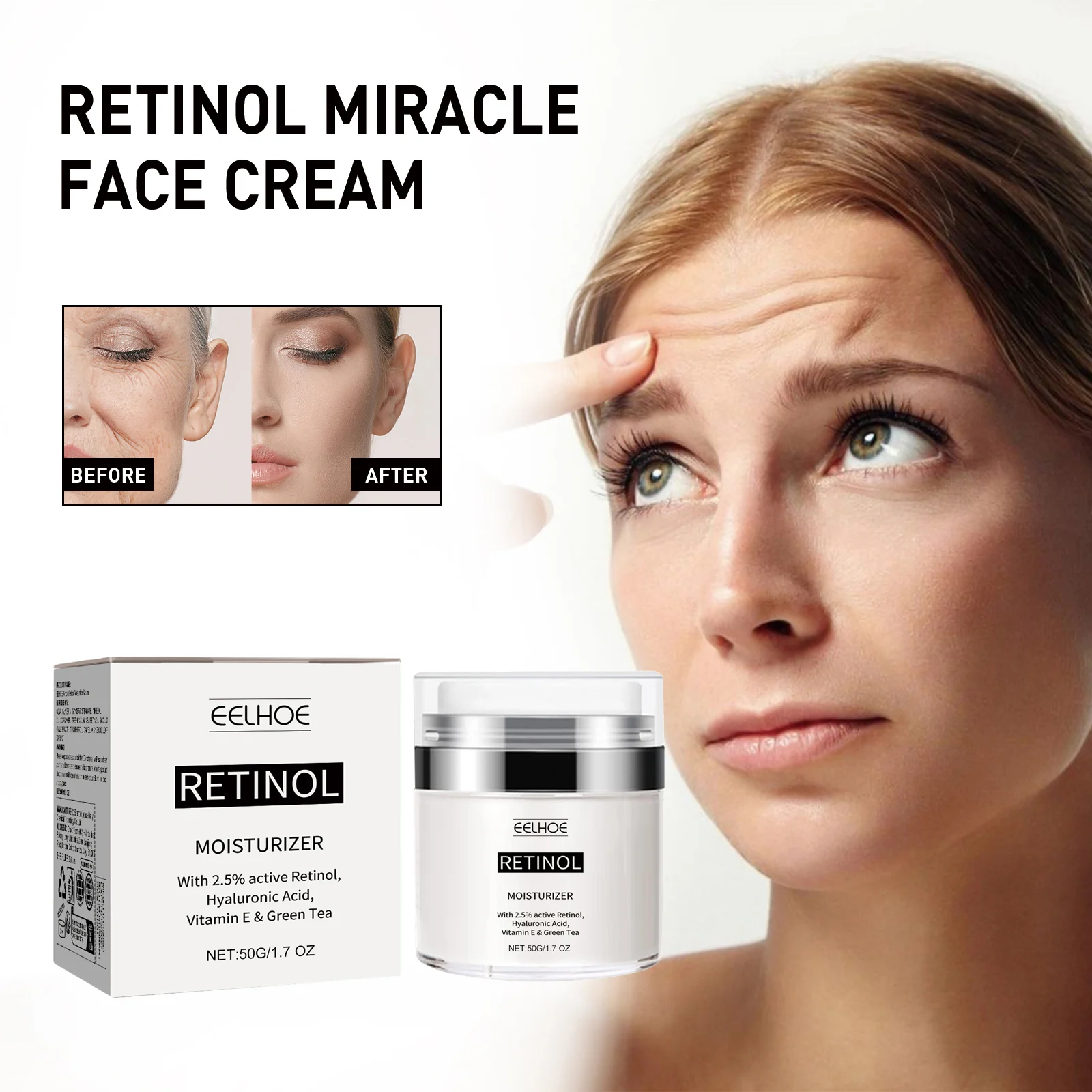 Retinol Face Cream Hydrating Moisturizer for Fine Lines Wrinkles & Firming 50g 2 retinol face cream hydrating moisturizer 50g cih rshda8tk desc 2