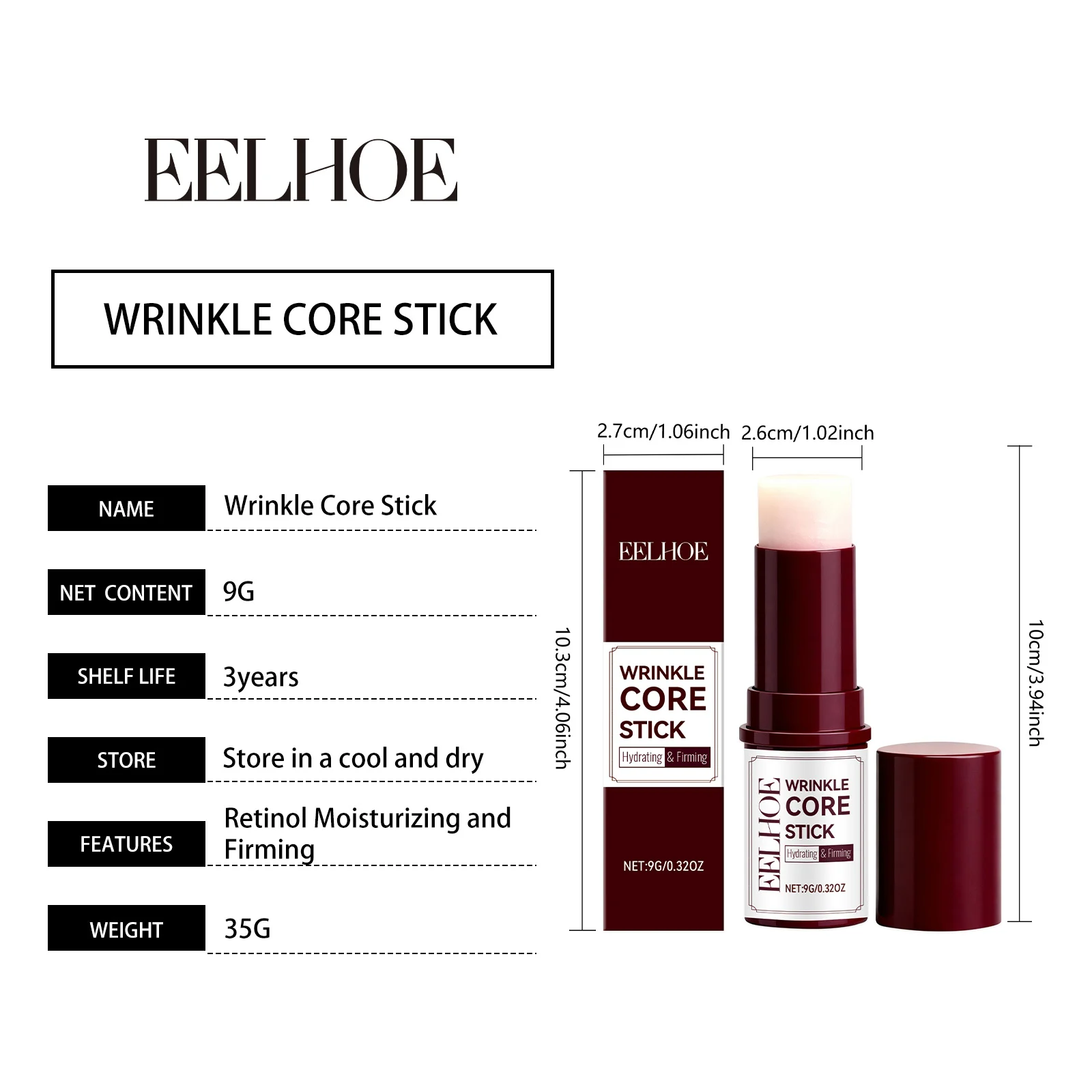 Retinol Hydrating Stick 9g Portable Moisturizing Bar for Face & Neck with Vitamin E 1 retinol hydrating stick 9g der us9c87s2 desc 1