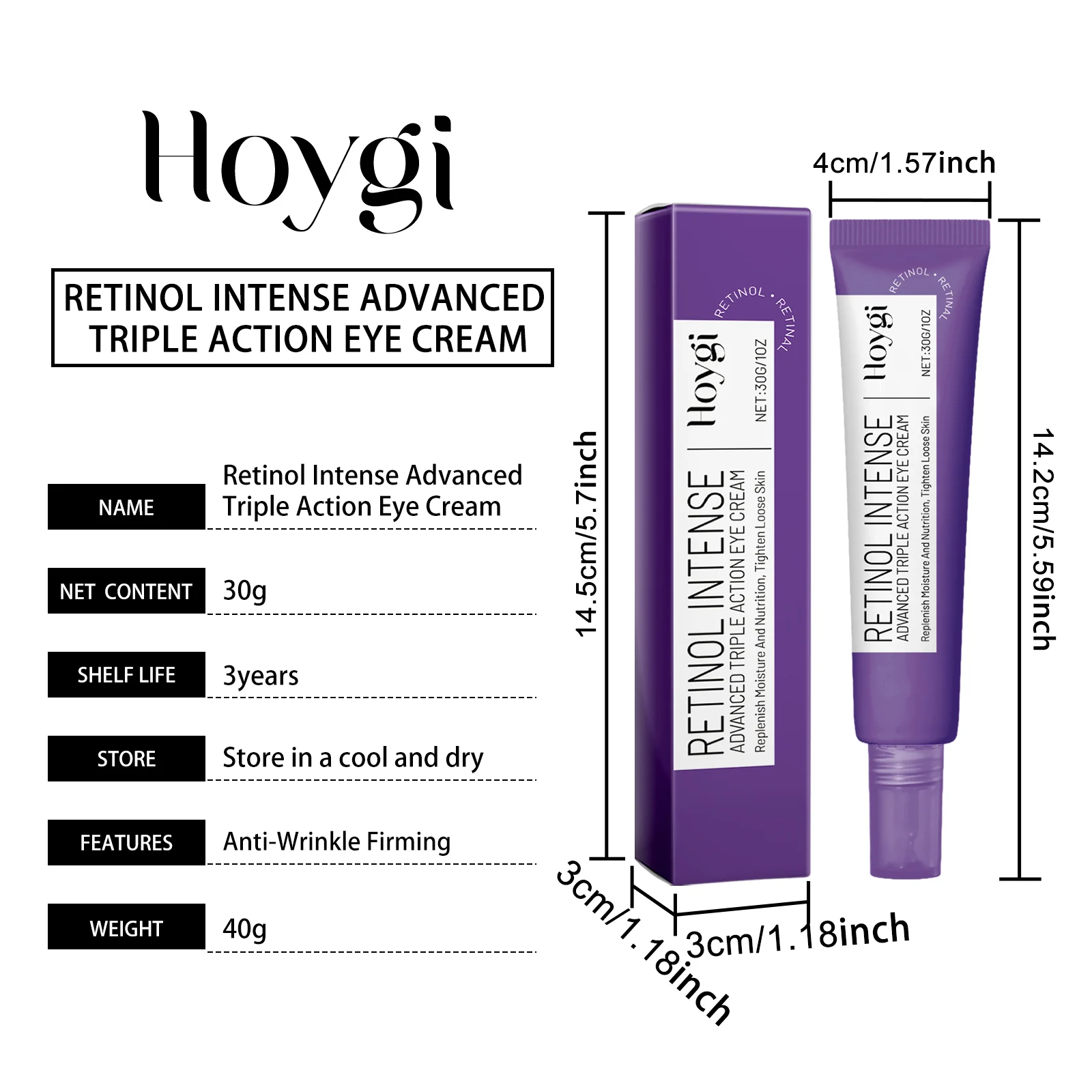 Retinol Triple Action Eye Cream 30g Anti-Wrinkle Firming Dark Circle Treatment 1 retinol triple action eye cream 30g cih q5nbsarh desc 1