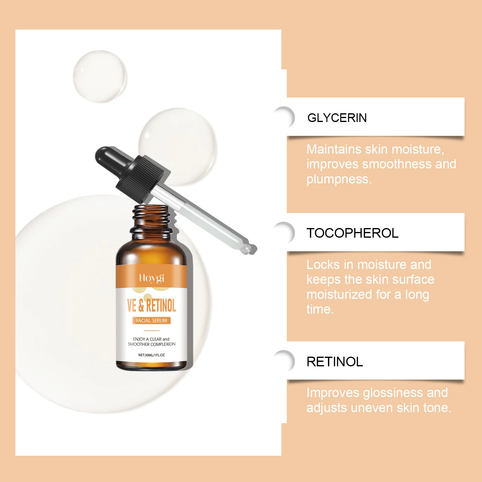 Hoygi Retinol Facial Serum with Vitamin E for Plump Hydrated Skin 5 retinol vitamin e facial serum der ydbnnegc desc 5