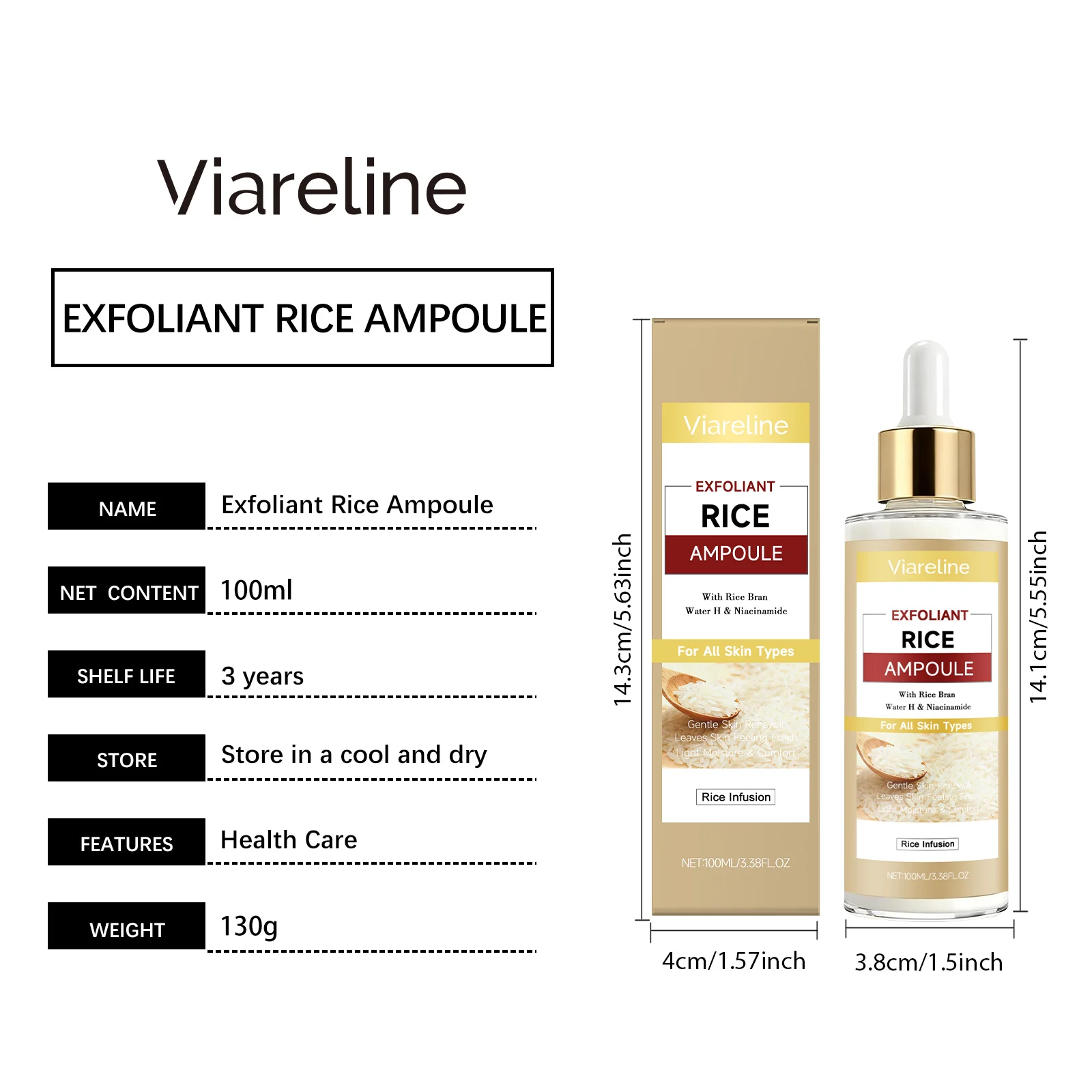Viareline Rice Exfoliant Ampoule Gentle Cleansing Hydrating Facial Serum for All Skin Types 1 rice exfoliant ampoule serum der 5qyezp5m desc 1
