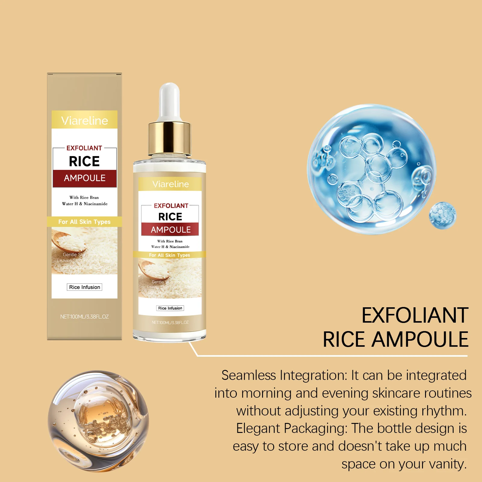 Viareline Rice Exfoliant Ampoule Gentle Cleansing Hydrating Facial Serum for All Skin Types 6 rice exfoliant ampoule serum der 5qyezp5m desc 6
